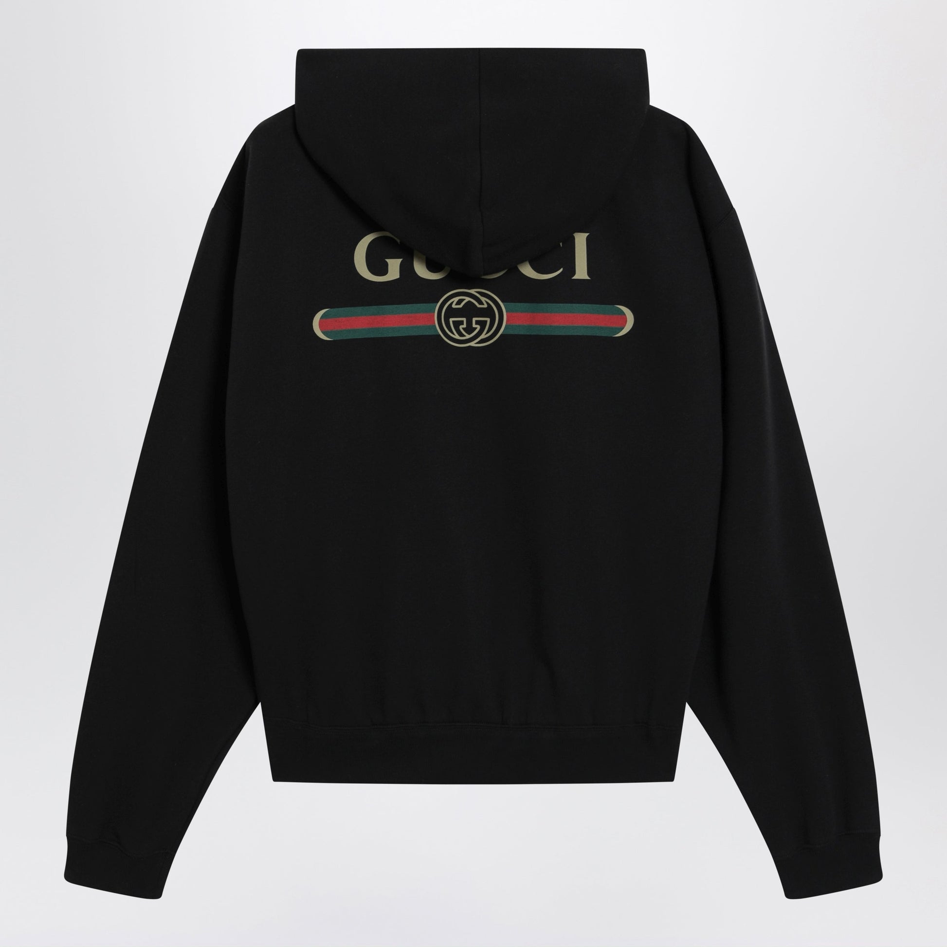 Gucci Black Zip Hoodie In Cashmere Blend With Logo Print Men GUCCI