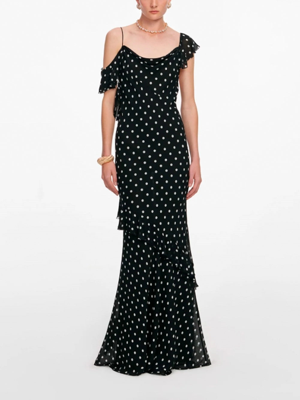 Self-Portrait Women Polka Dot Georgette Maxi Dress SELF-PORTRAIT