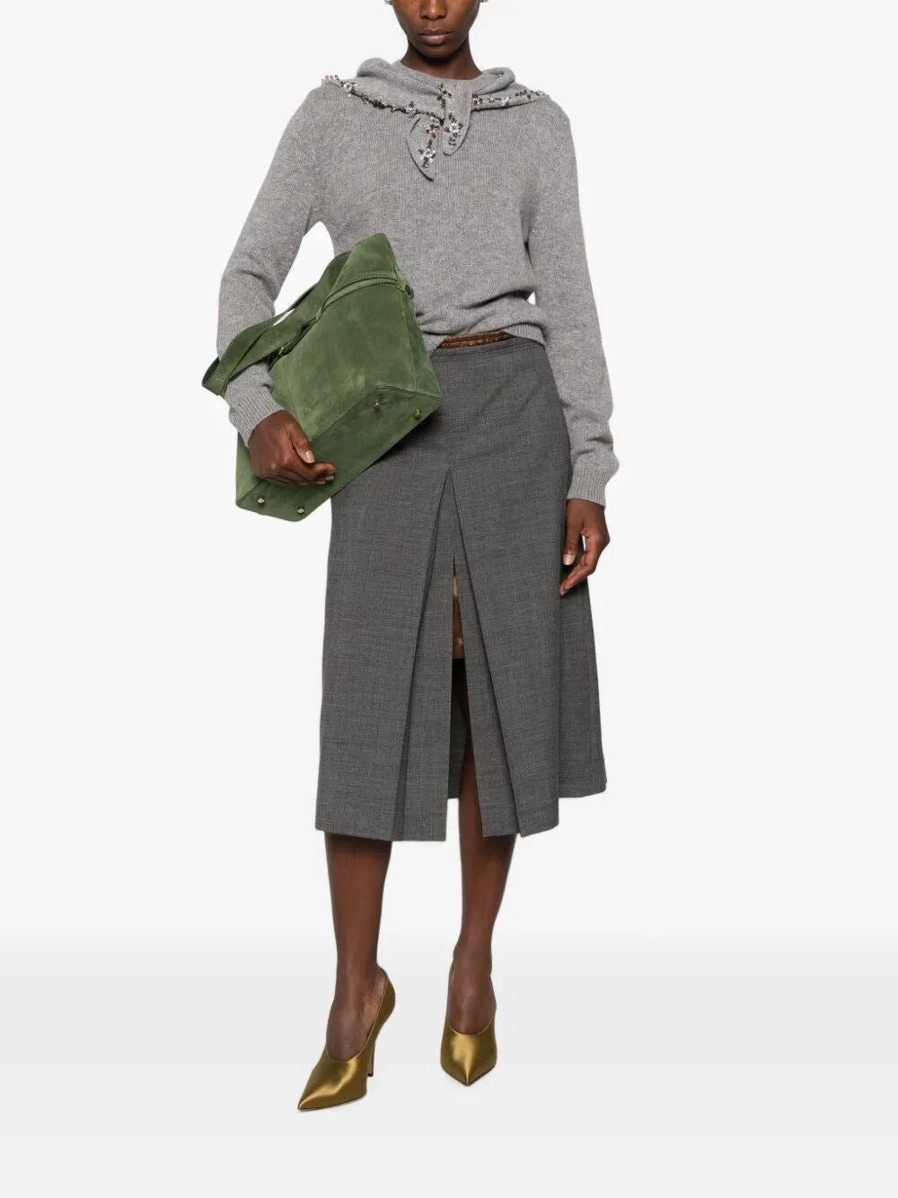 Prada Women Wool Skirt With Nylon Waistband PRADA