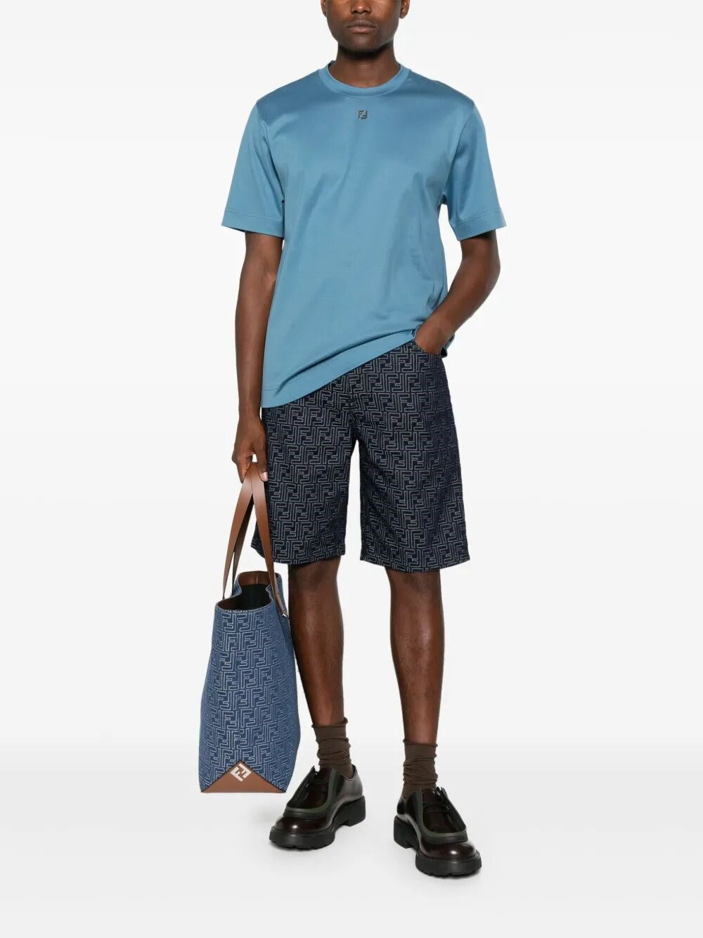 Fendi Men `Ff` Denim Shorts FENDI