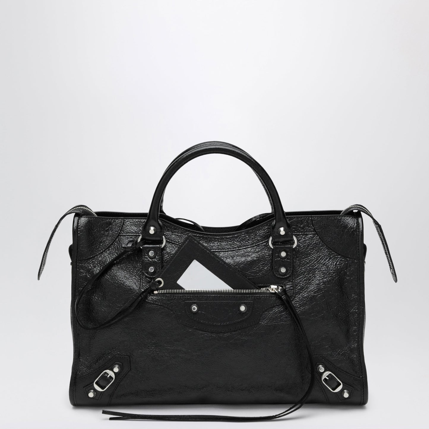 Balenciaga Le City Medium Bag In Arena Lambskin Leather Black Women BALENCIAGA