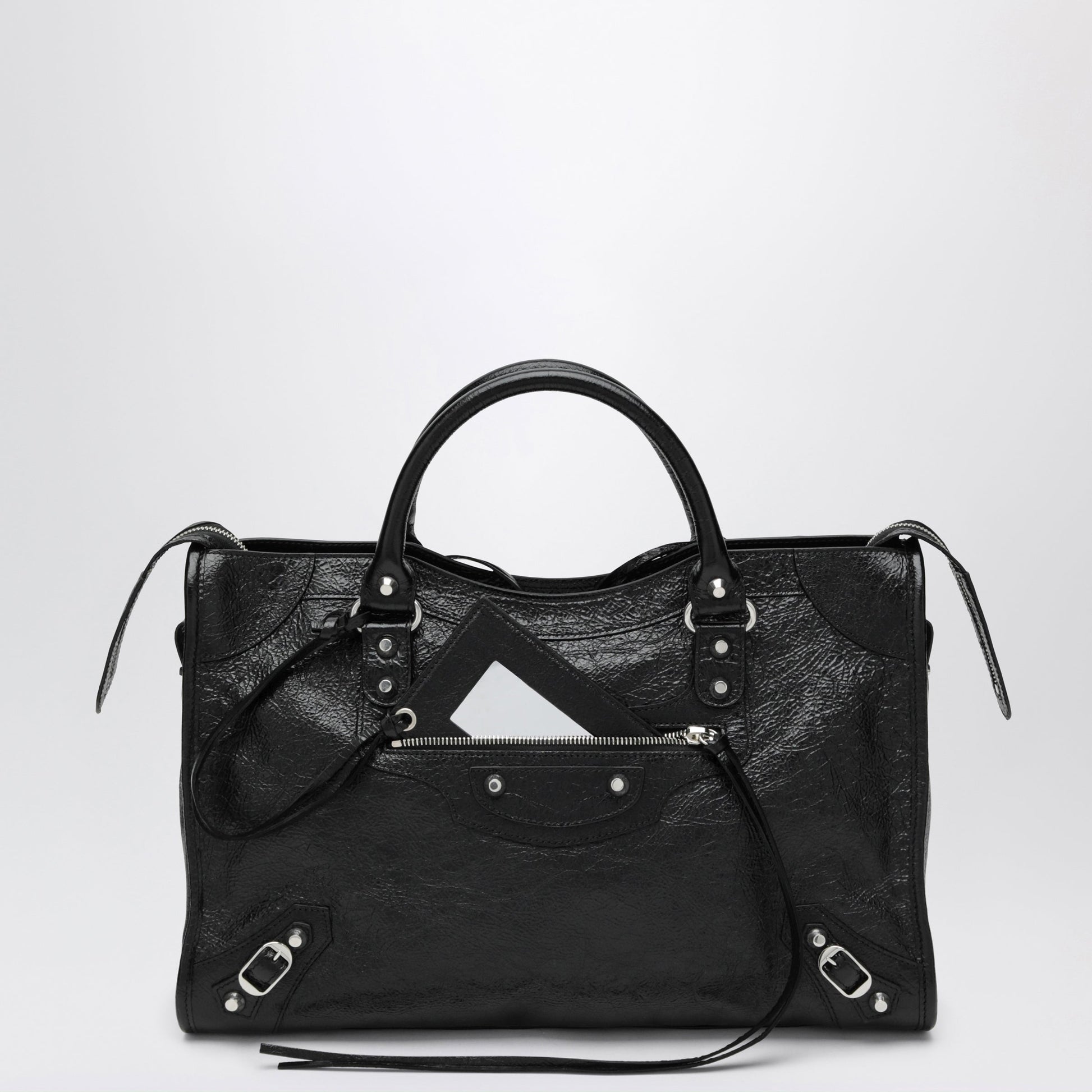 Balenciaga Le City Medium Bag In Arena Lambskin Leather Black Women BALENCIAGA