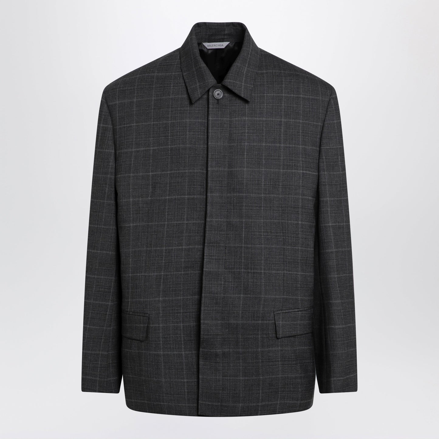 Balenciaga Grey Check Wool Jacket Men BALENCIAGA