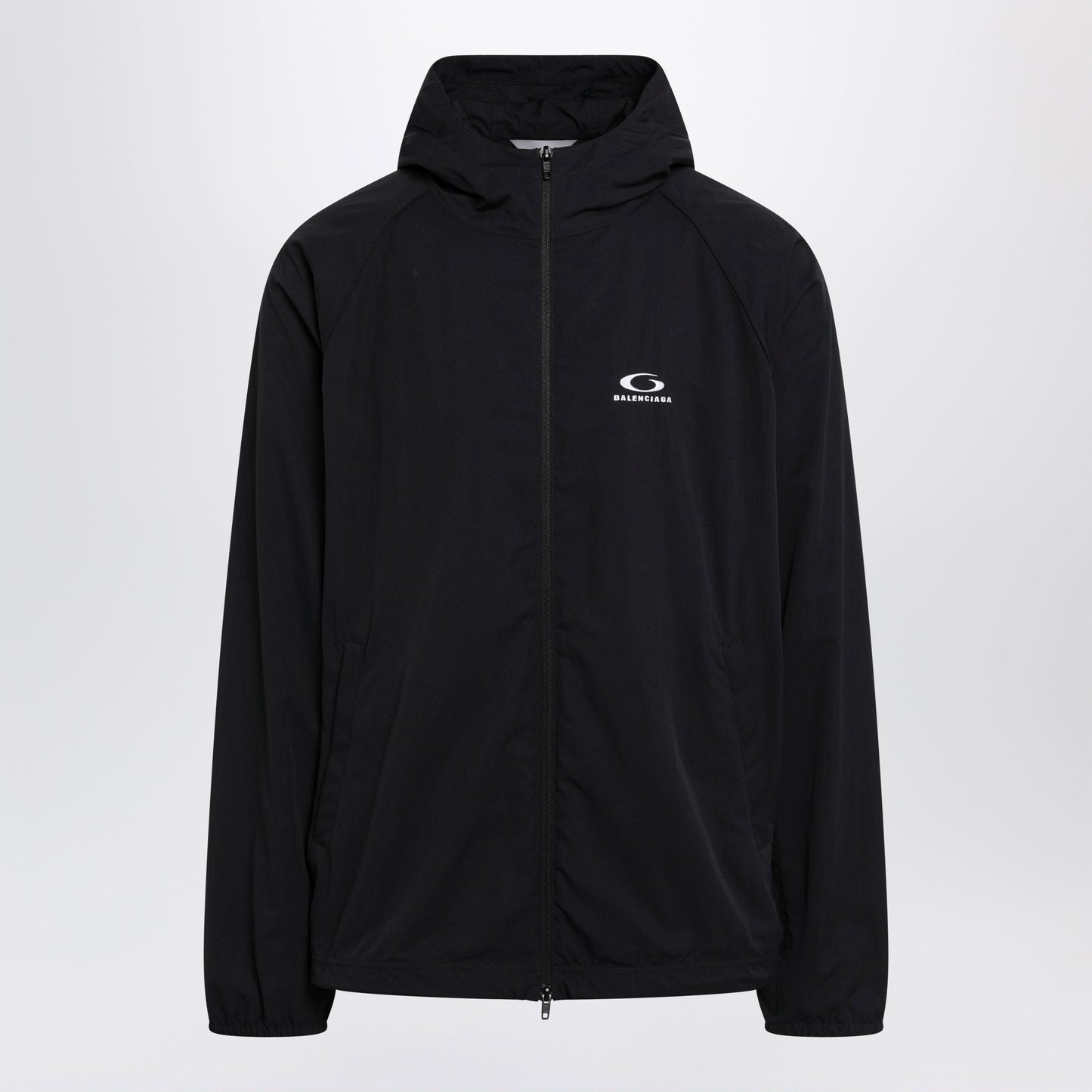 Balenciaga Technical Hooded Track Jacket In Polyamide, Black Men BALENCIAGA