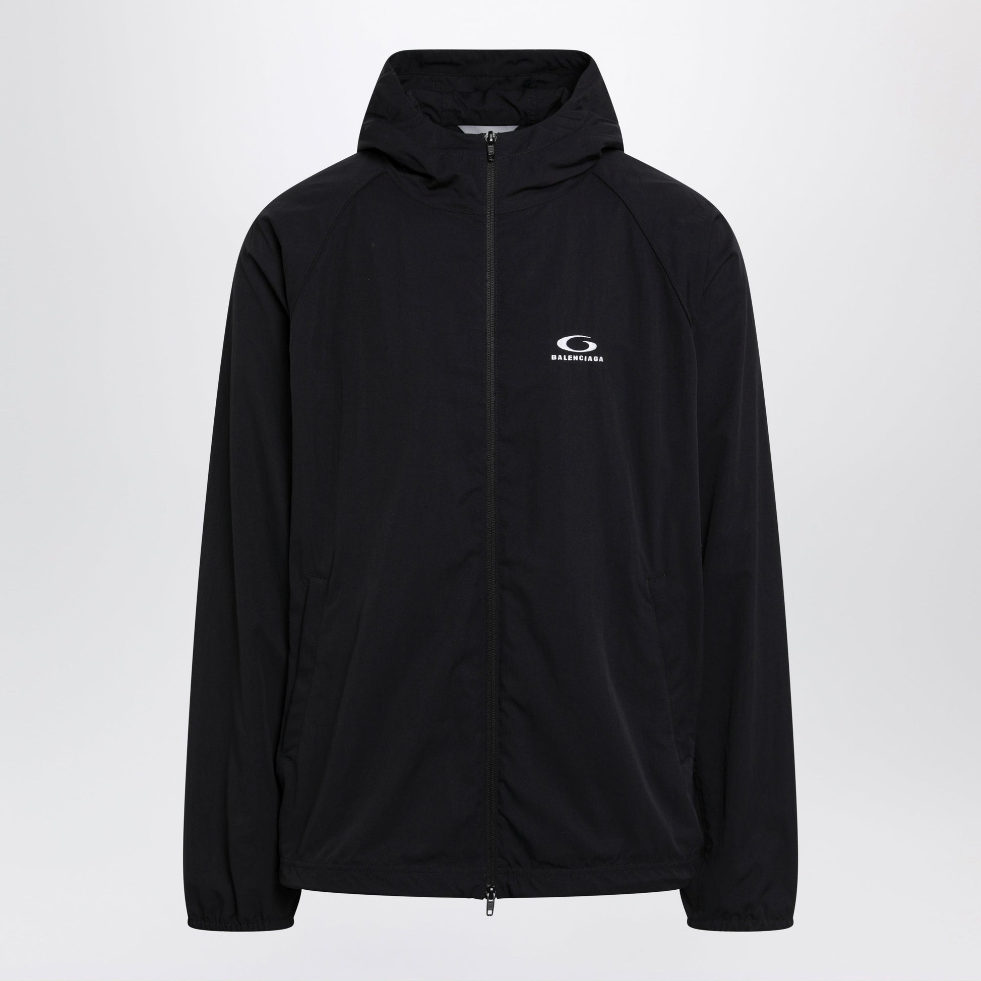 Balenciaga Technical Hooded Track Jacket In Polyamide, Black Men BALENCIAGA