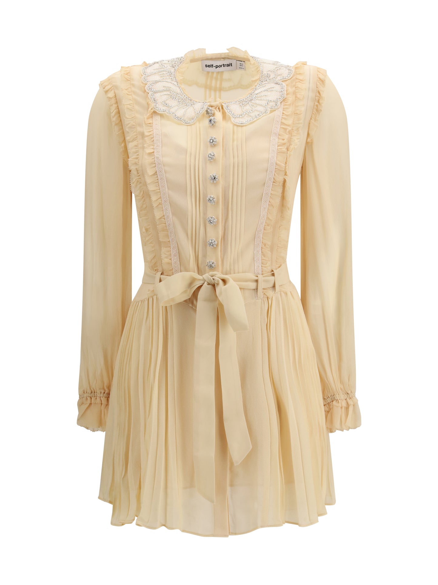 Self-Portrait Women Pleated Georgette Mini Dress SELF-PORTRAIT
