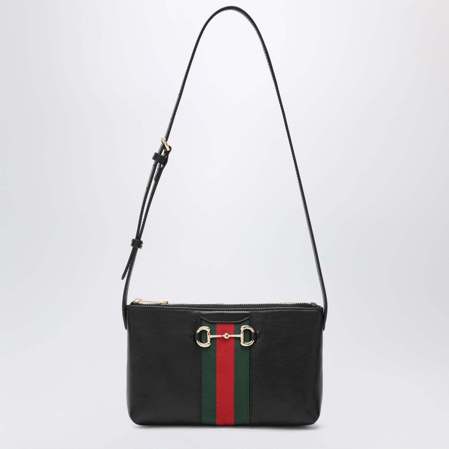 Gucci Black Leather Mini Horsebit Web Bag Women GUCCI