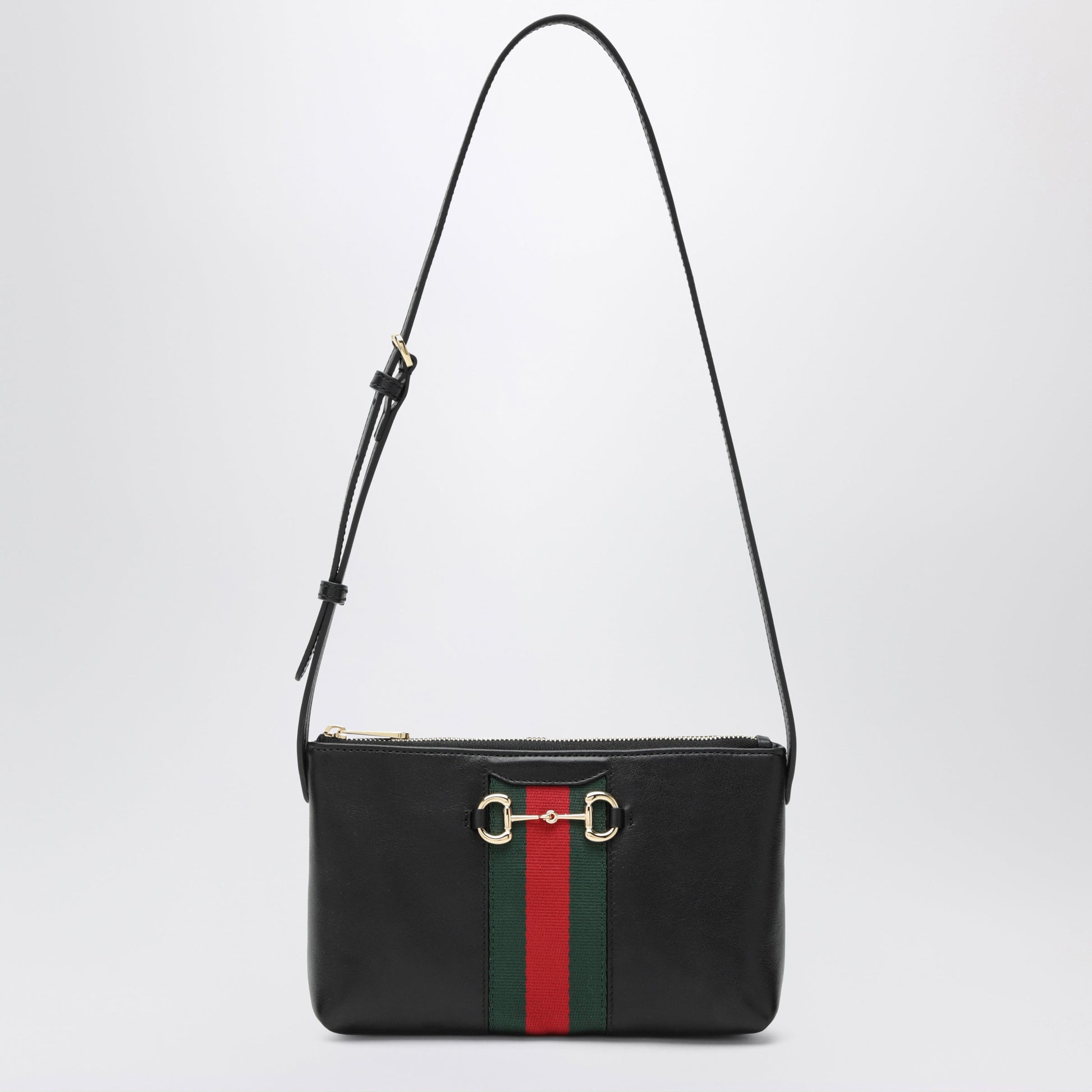 Gucci Black Leather Mini Horsebit Web Bag Women GUCCI