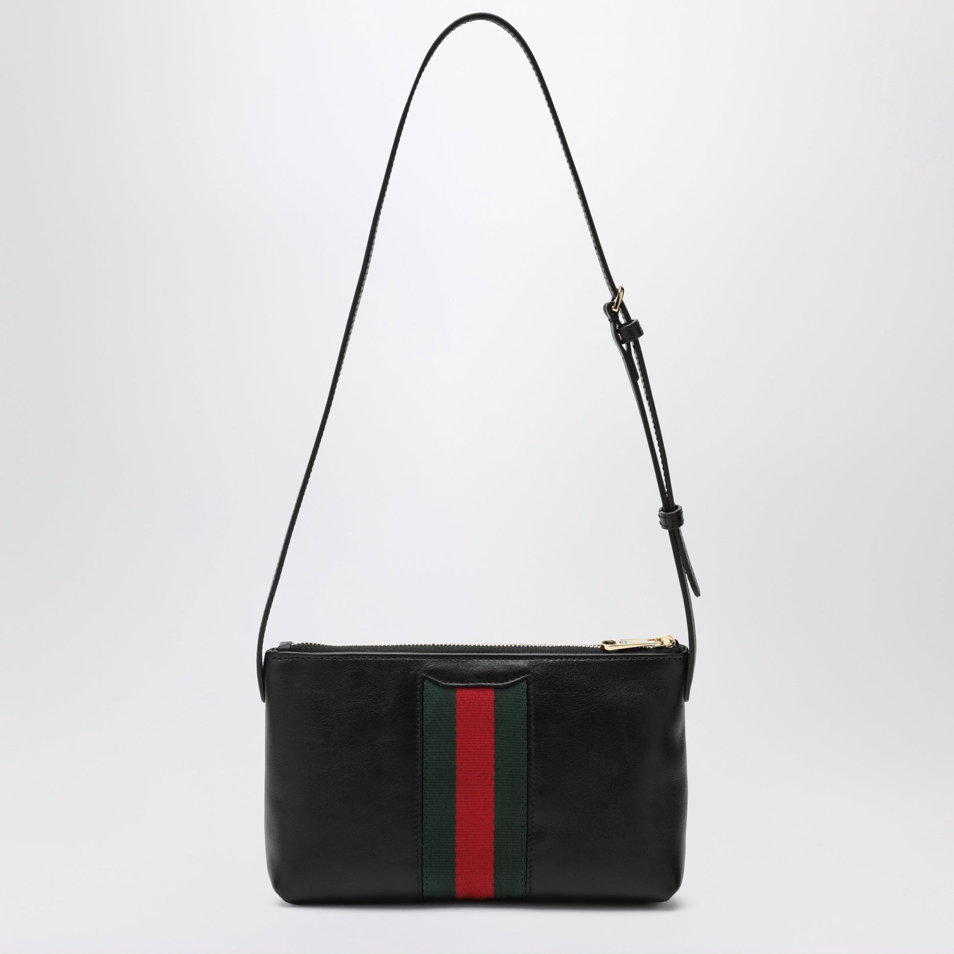 Gucci Black Leather Mini Horsebit Web Bag Women GUCCI