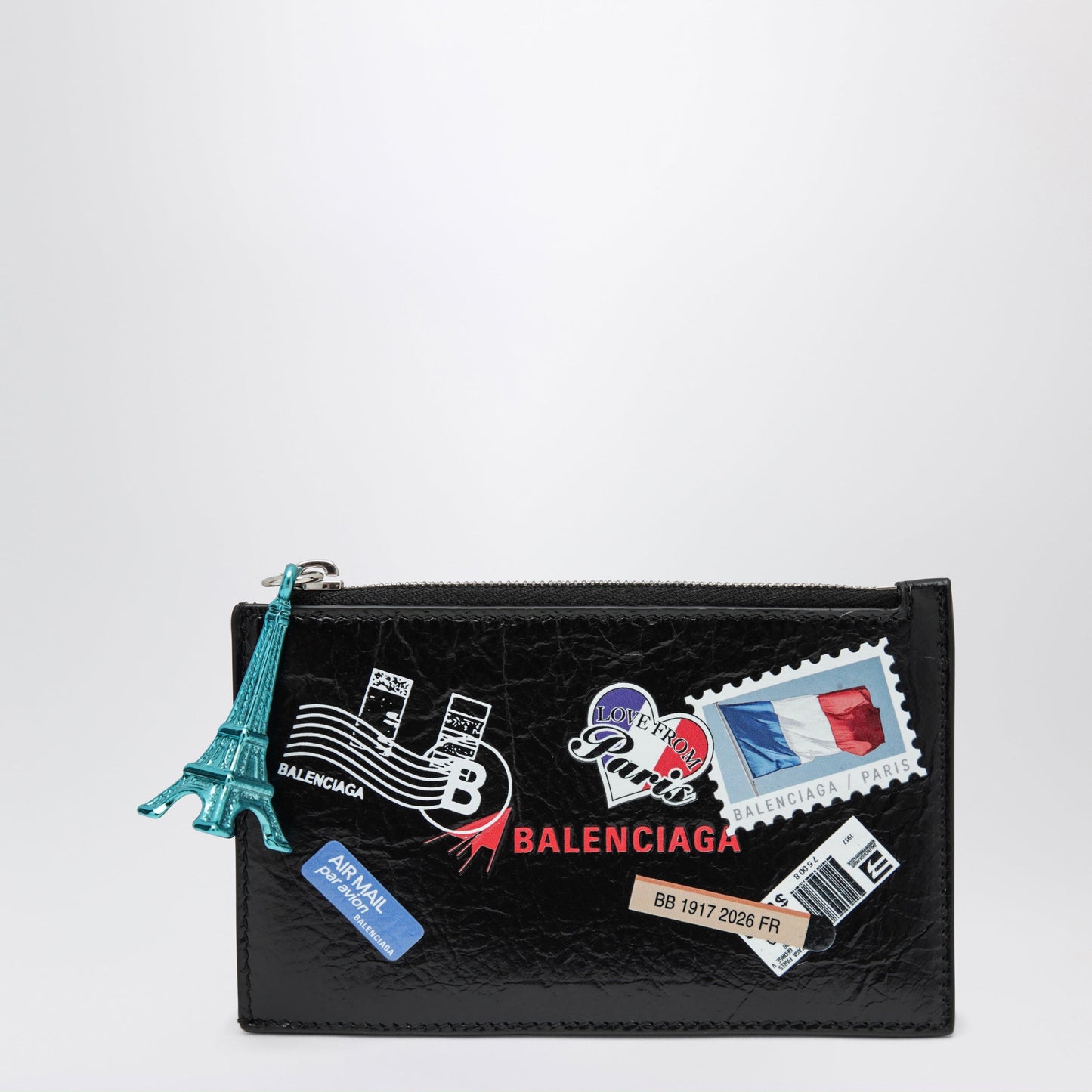 Balenciaga Cash Black Leather Coin Purse With Card Holder Men BALENCIAGA