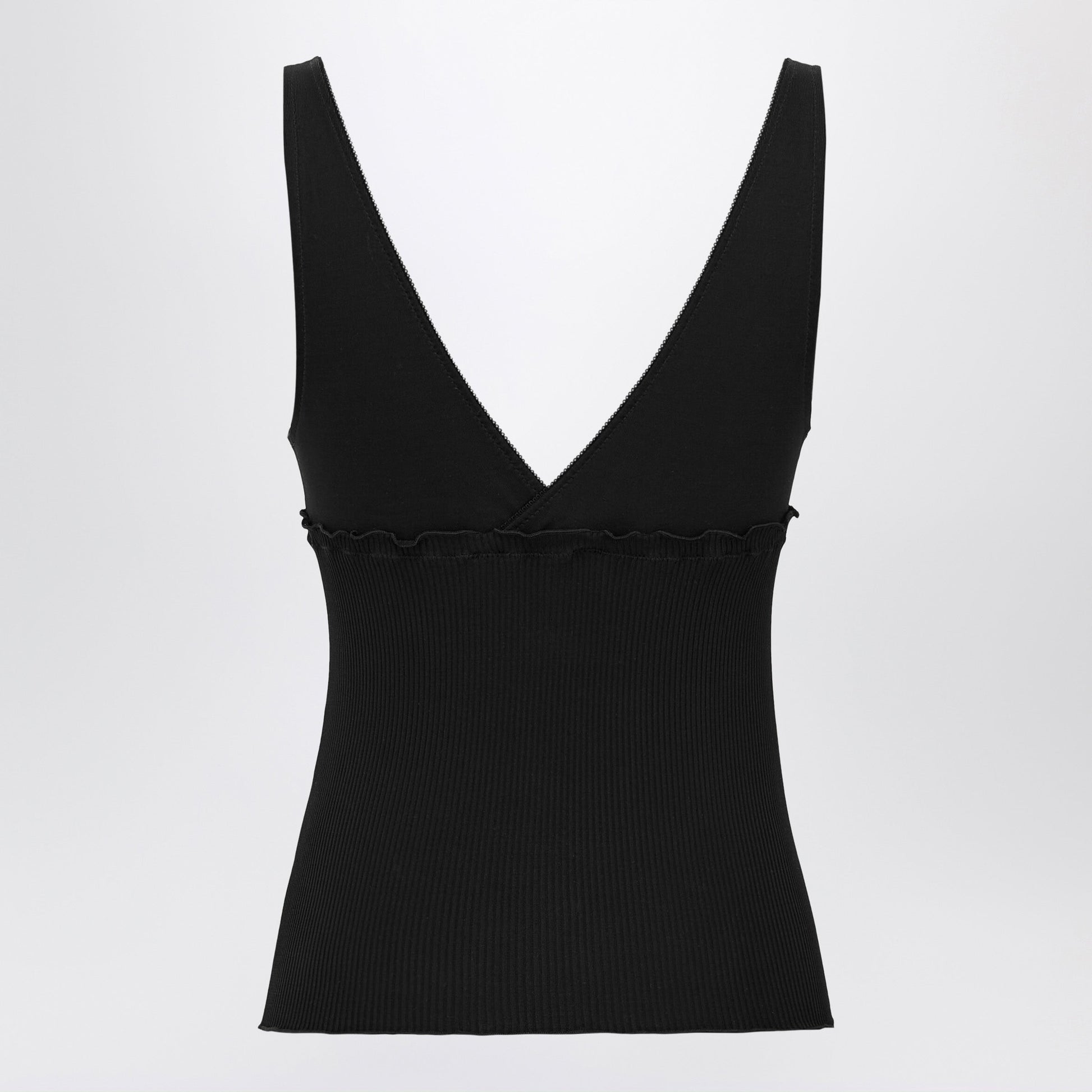 Saint Laurent Cassandre Ribbed Silk Jersey Tank Top, Black Women SAINT LAURENT