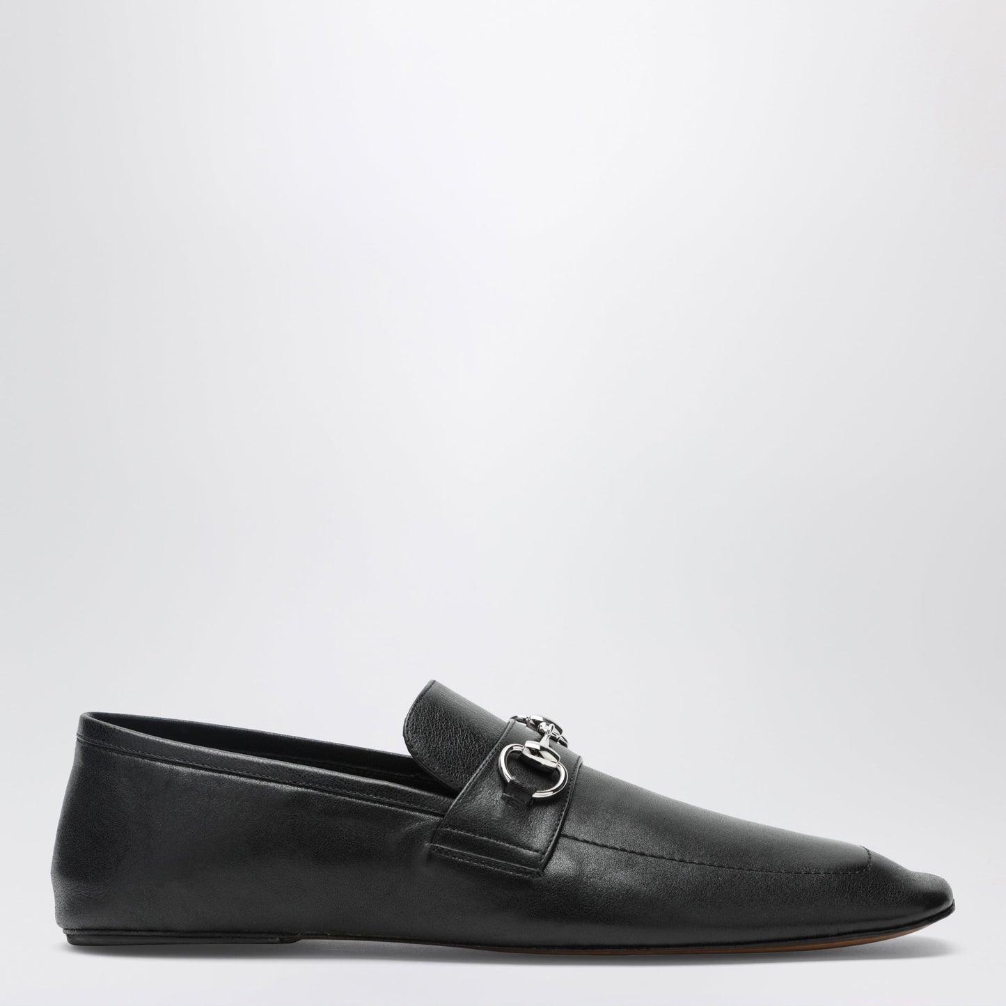 Gucci Black Leather Horsebit Loafers With Silver Hardware Men GUCCI
