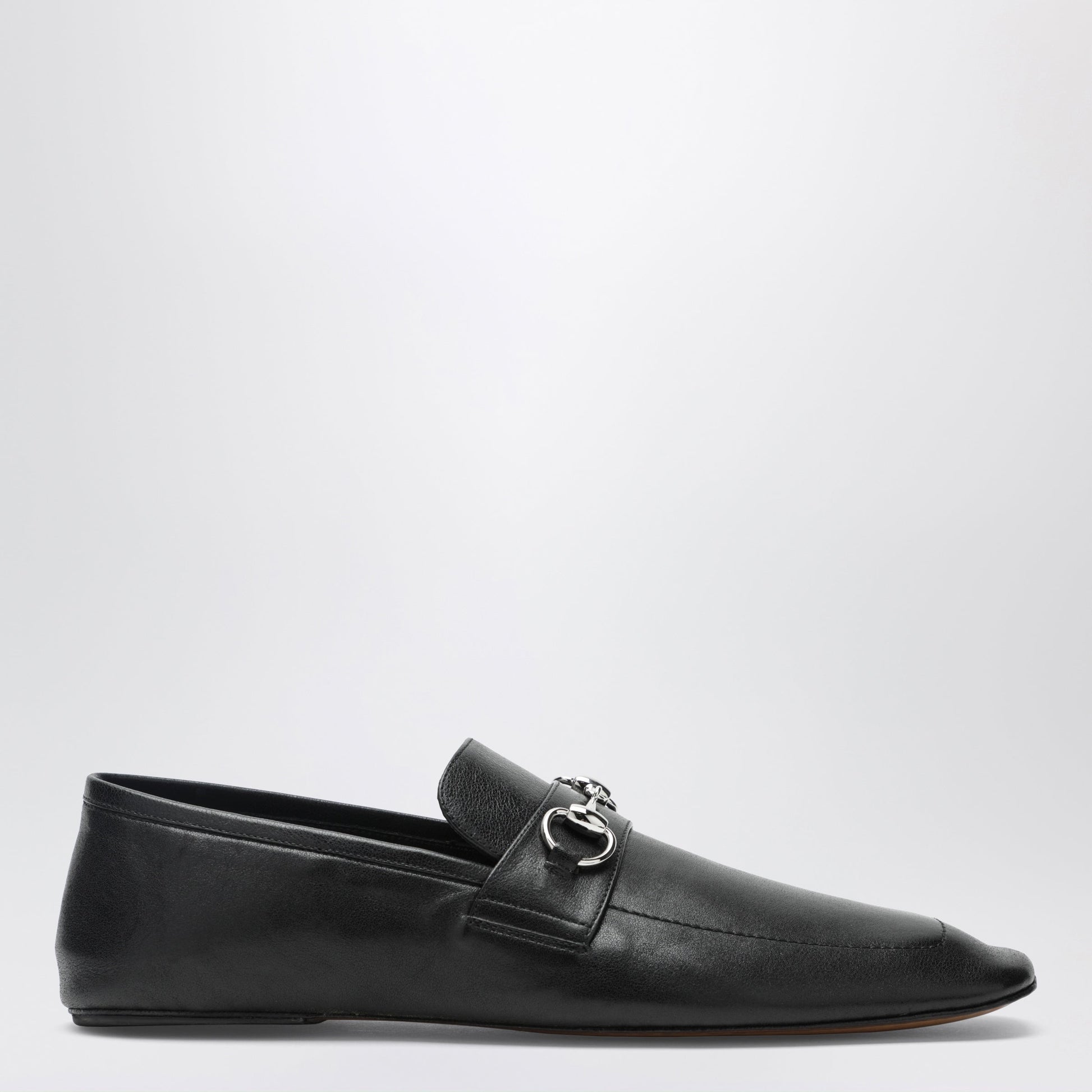 Gucci Black Leather Horsebit Loafers With Silver Hardware Men GUCCI