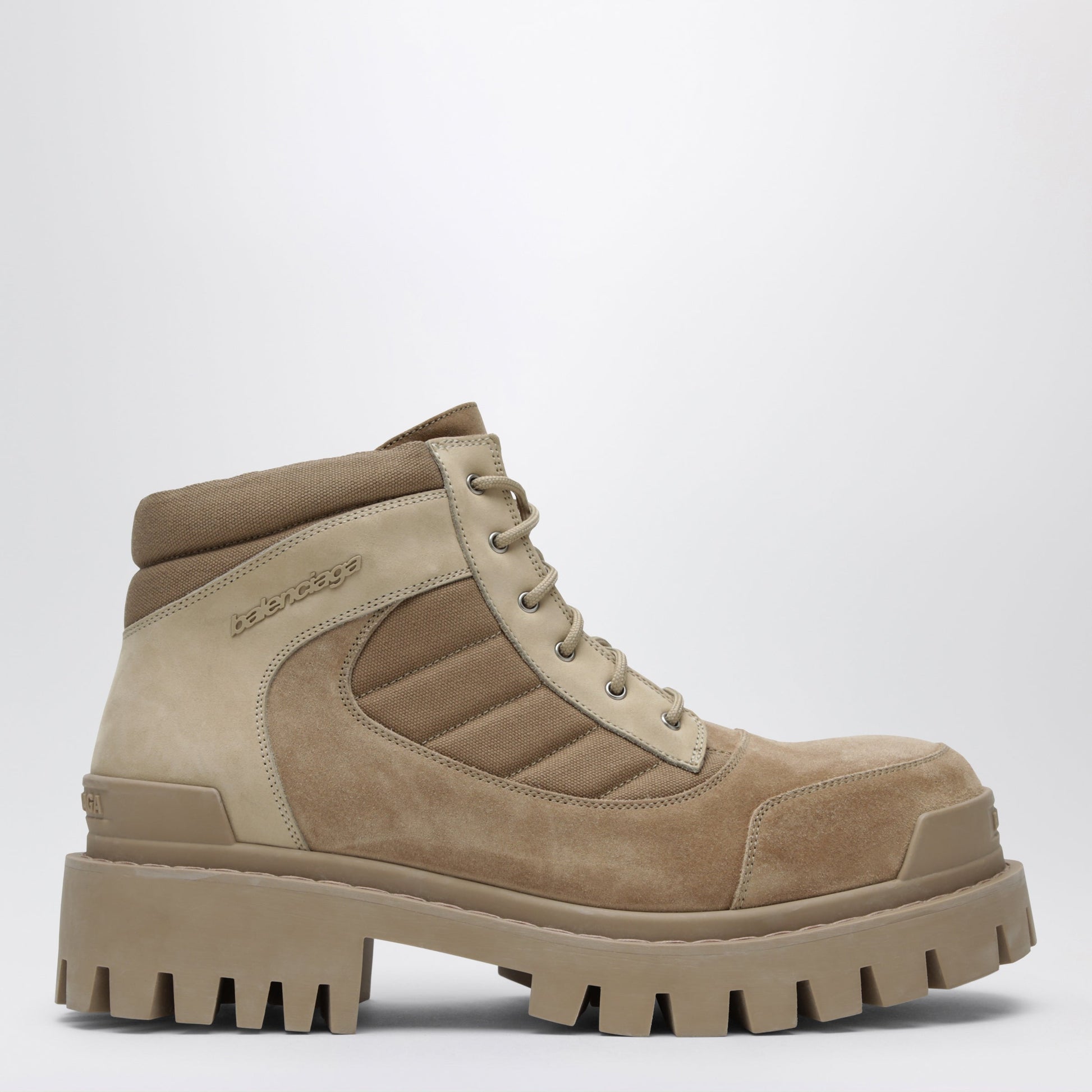 Balenciaga Sand-Colored Nubuck Combat Strike Boots Men BALENCIAGA