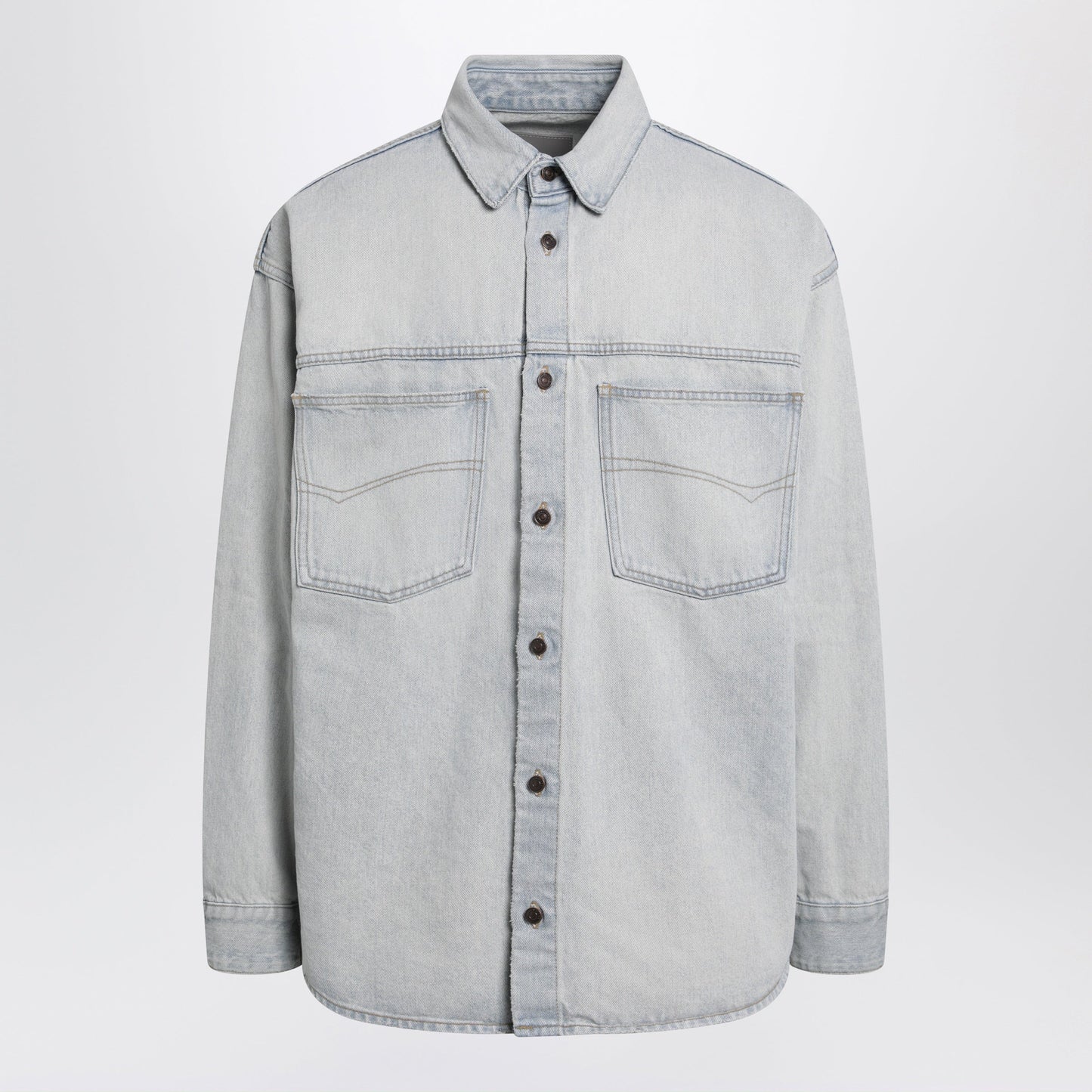 Balenciaga Light Blue Cotton Denim Shirt Men BALENCIAGA