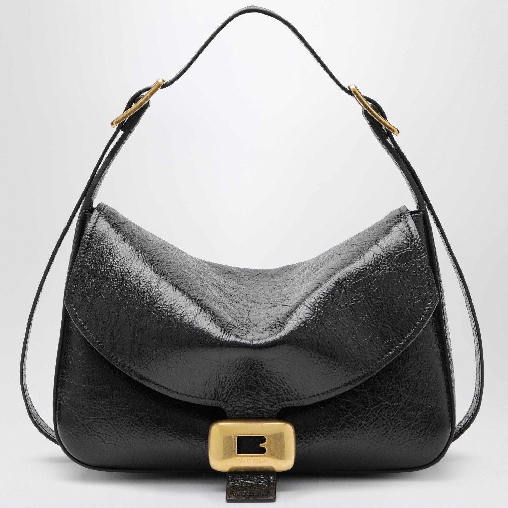 Balenciaga Medium Clicca Shoulder Bag In Lambskin Leather, Black Women BALENCIAGA