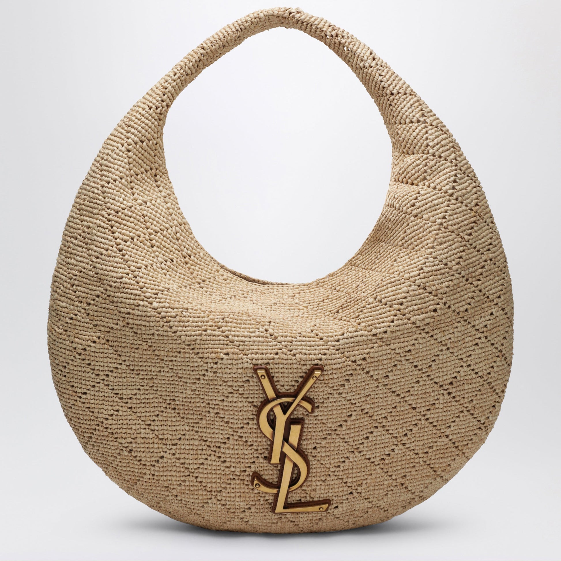 Saint Laurent Icare Hobo Bag In Crochet Raffia Pale Brown Women SAINT LAURENT