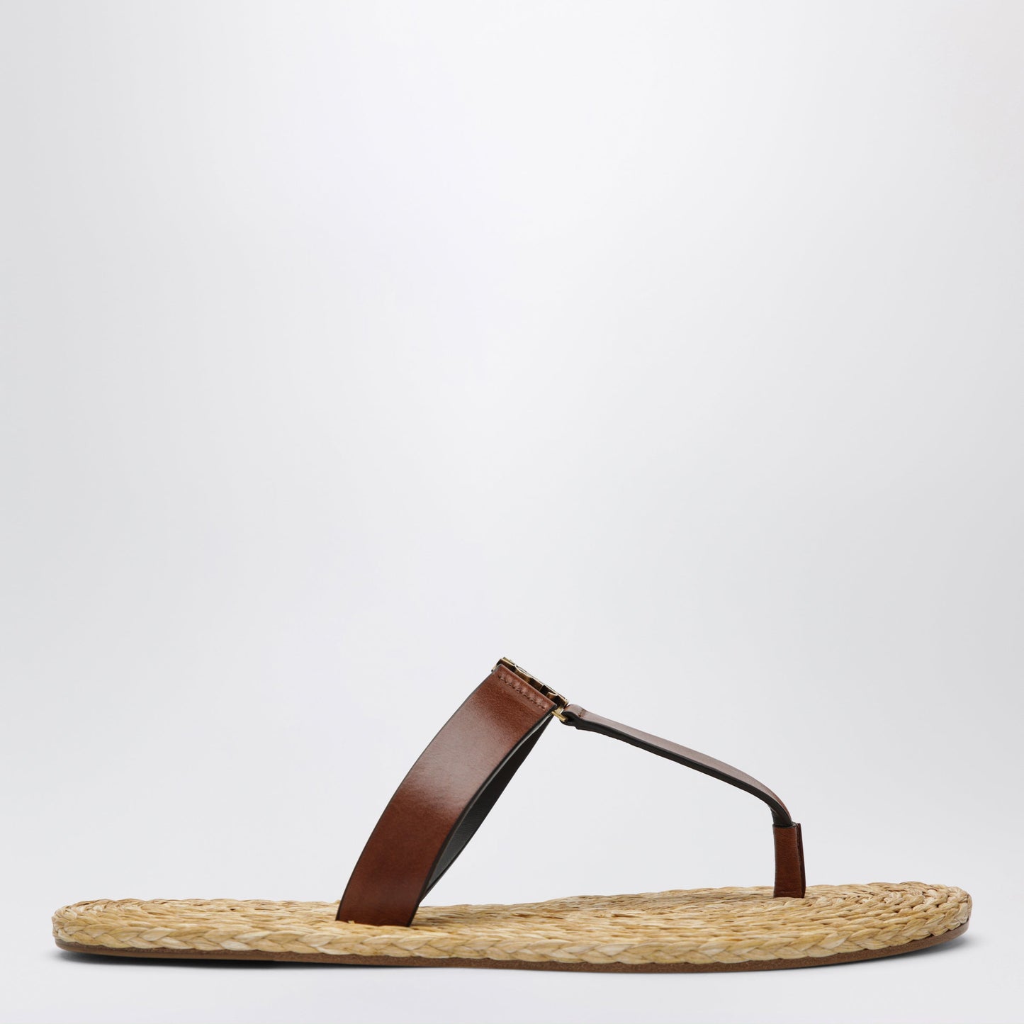 Saint Laurent Babylone Leather Thong Slippers In Burnt Brown Women SAINT LAURENT