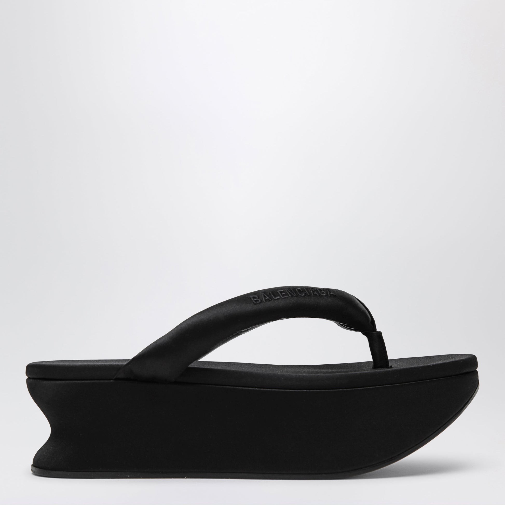 Balenciaga Gaeta Thong Sandals In Satin, Black Women BALENCIAGA