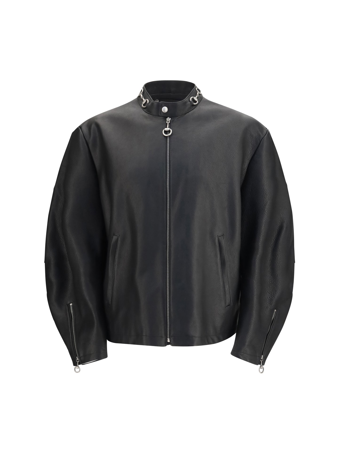 Gucci Men Horsebit Leather Biker Jacket GUCCI