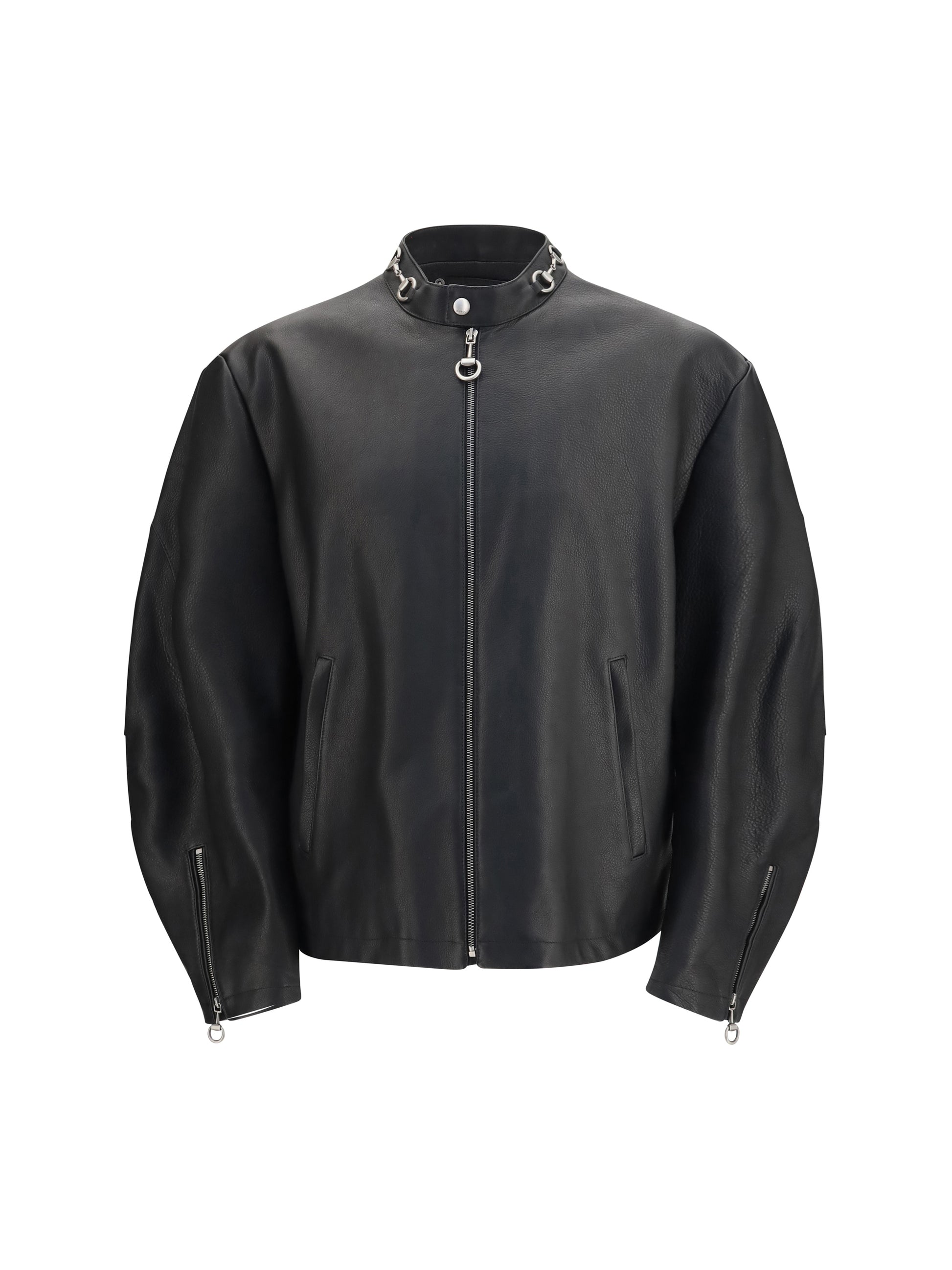 Gucci Men Horsebit Leather Biker Jacket GUCCI