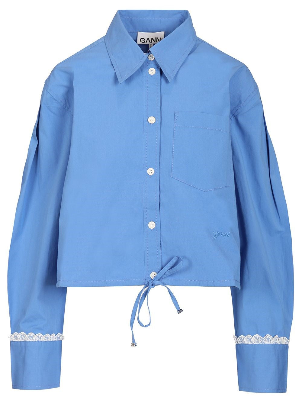 Ganni Women Cotton Shirt With Lace Details GANNI