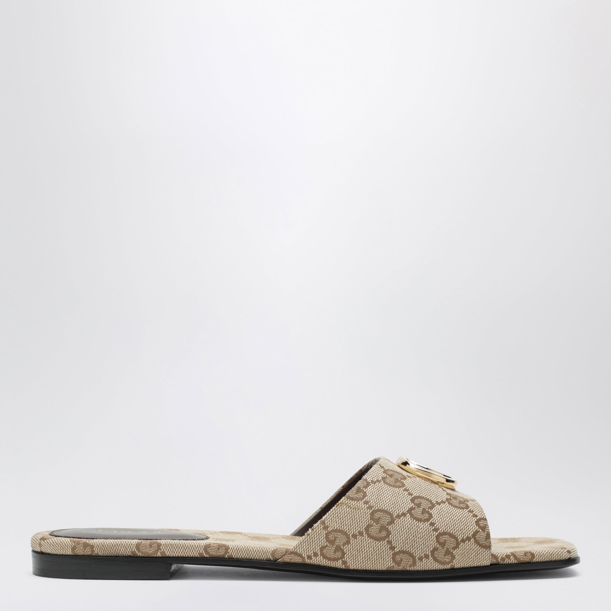 Gucci Double G Slides In Beige Sand Gg Canvas Women GUCCI