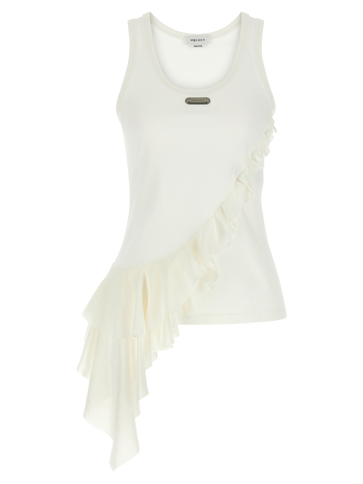 Mcqueen Women Silk Ruffle Tank Top ALEXANDER MCQUEEN