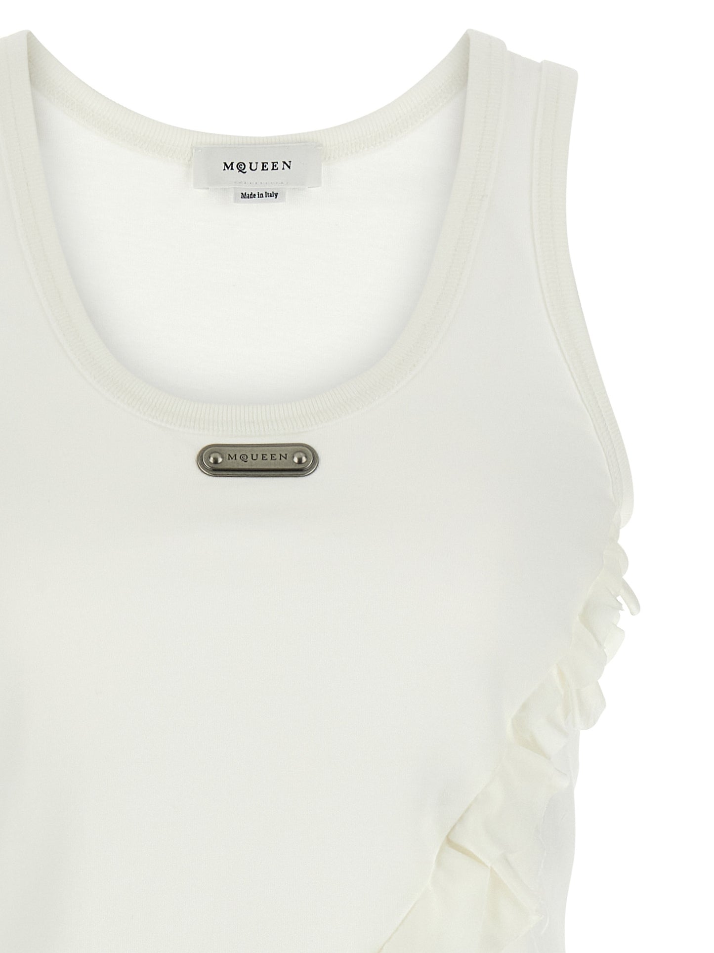 Mcqueen Women Silk Ruffle Tank Top ALEXANDER MCQUEEN