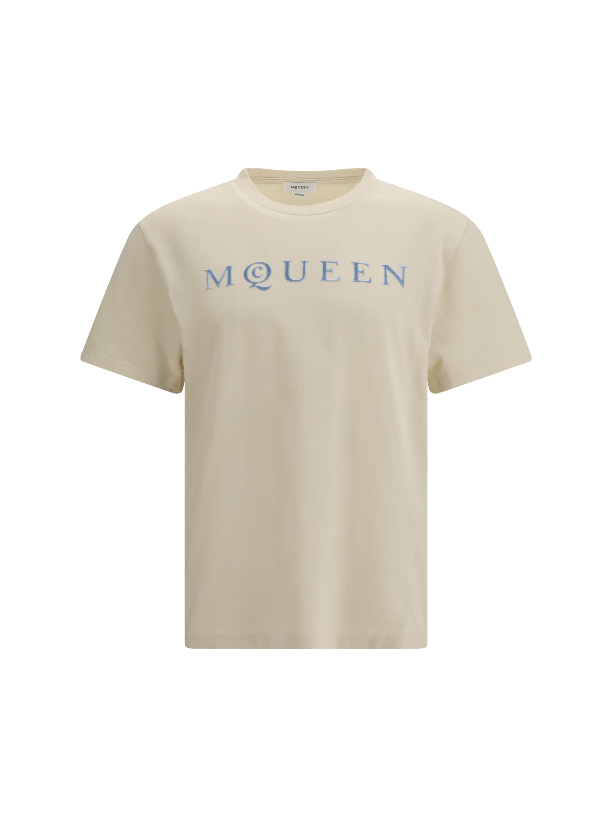 Alexander Mcqueen Men Cotton T-Shirt With A Flocked Logo Printed ALEXANDER MCQUEEN