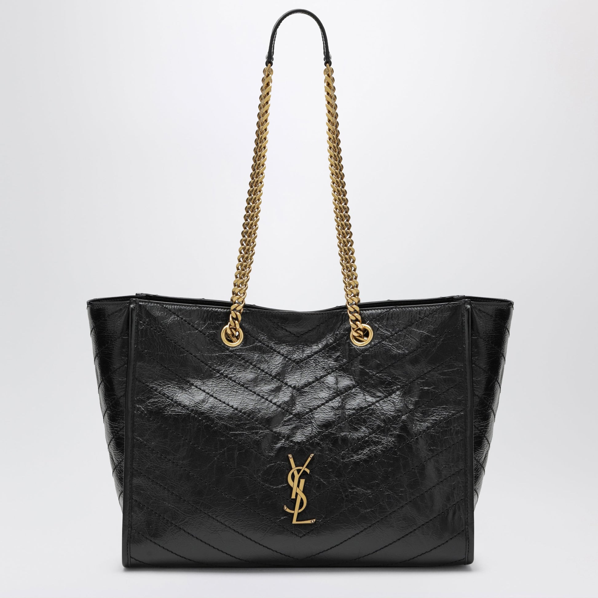 Saint Laurent Shopping Bag Niki East/West In Vintage Calfskin, Black Women SAINT LAURENT