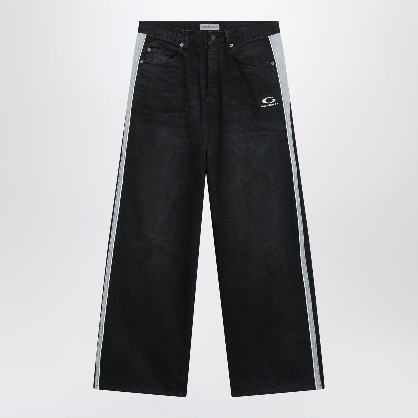 Balenciaga Denim Trousers With Dark Brown And Black Trims Men BALENCIAGA