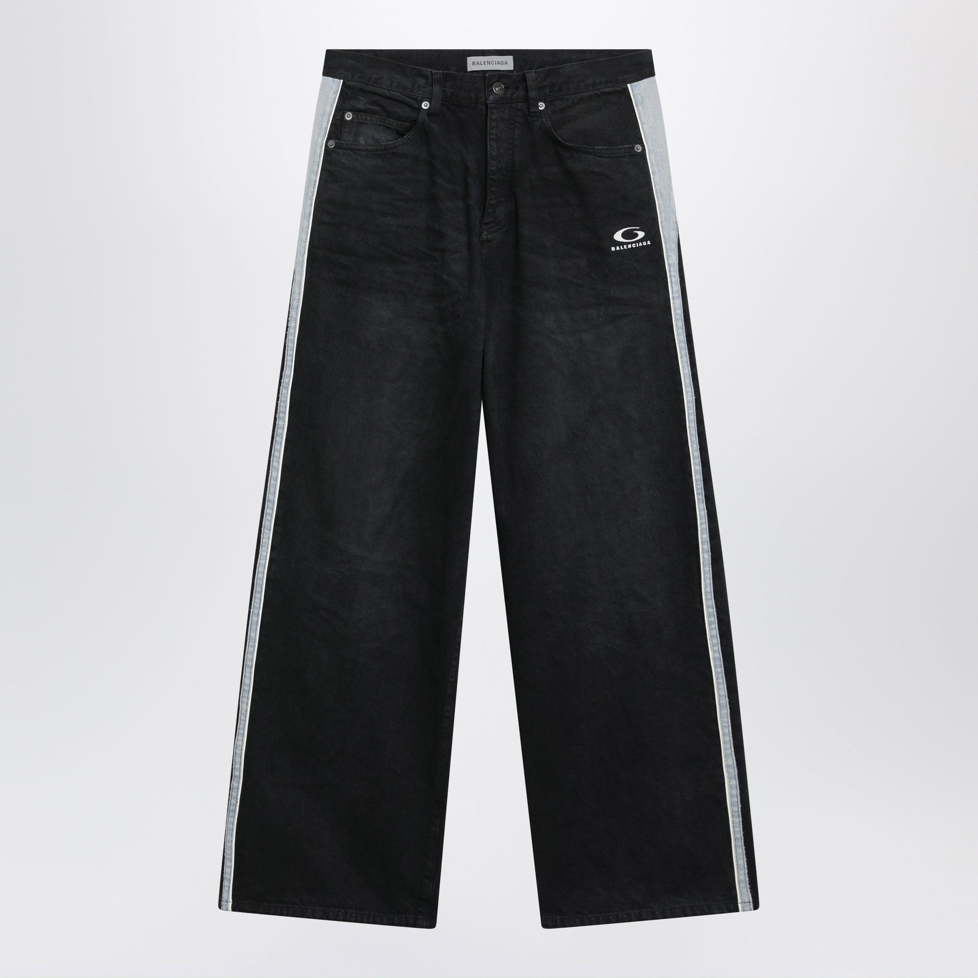 Balenciaga Denim Trousers With Dark Brown And Black Trims Men BALENCIAGA