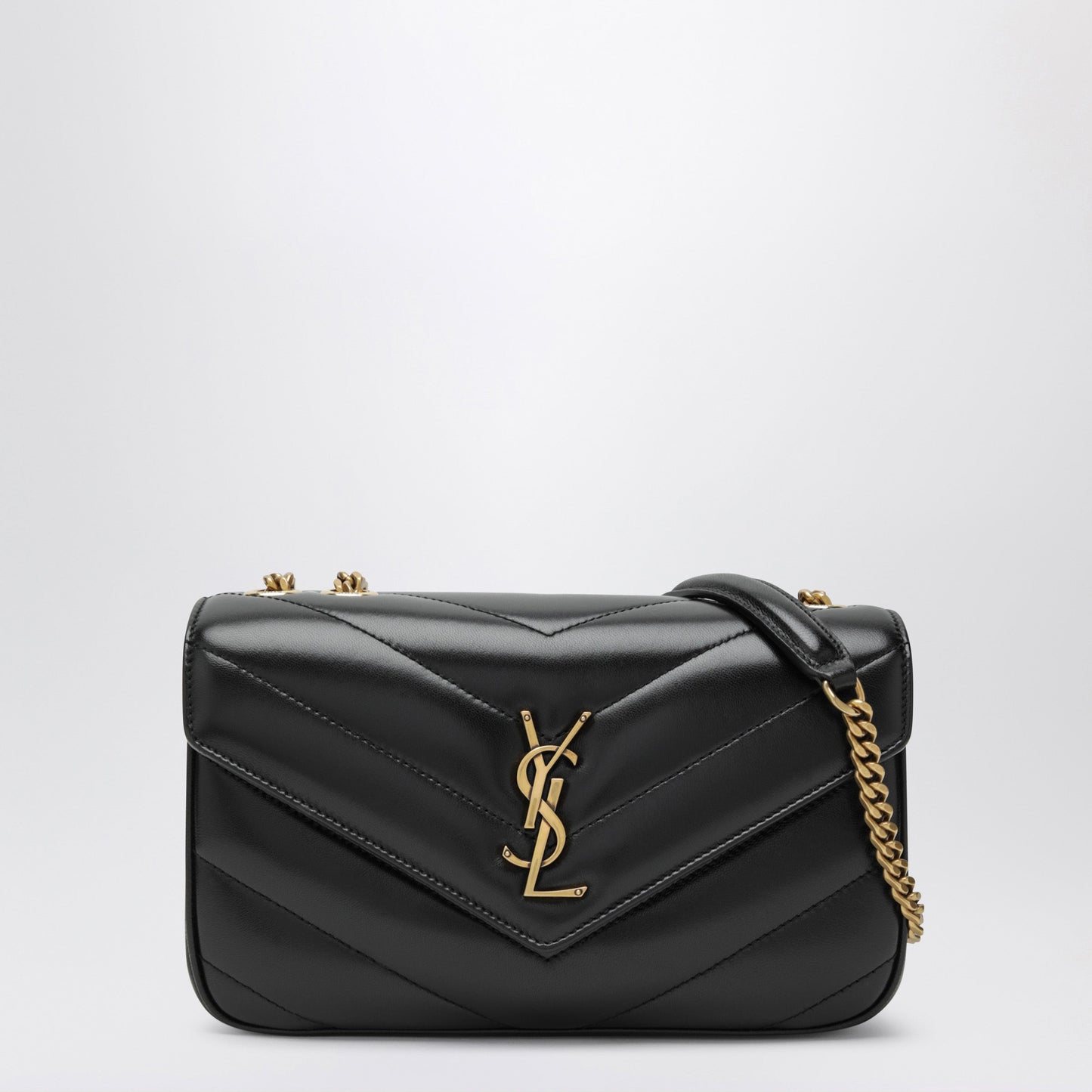 Saint Laurent Loulou Leather Crossbody Bag With Chain Strap, Black Women SAINT LAURENT