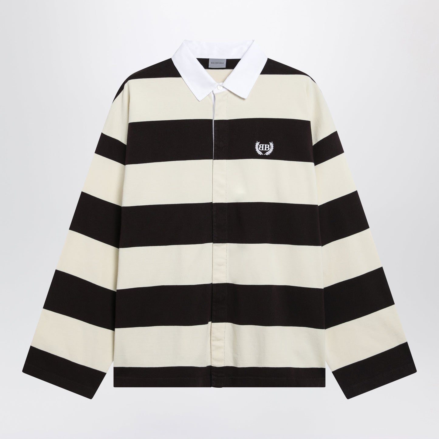 Balenciaga Striped Jersey Polo Shirt In Cotton, Brown Men BALENCIAGA