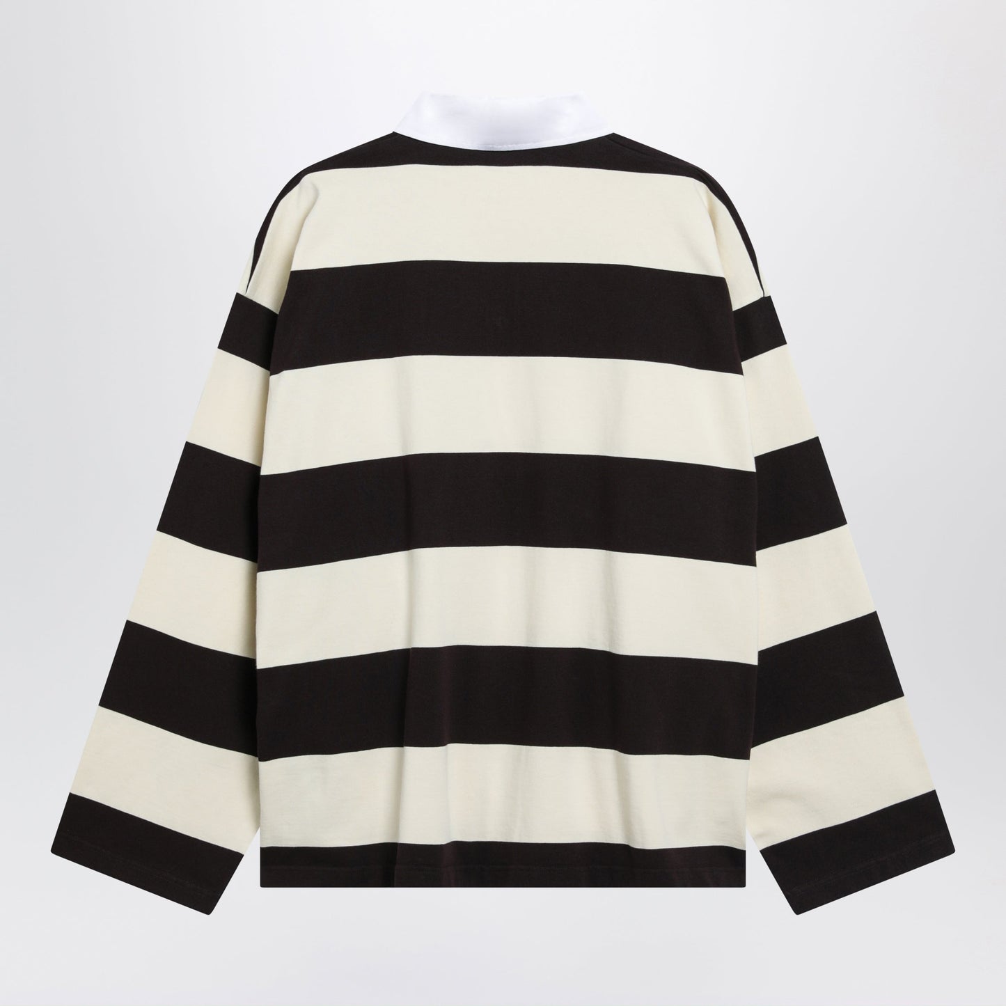 Balenciaga Striped Jersey Polo Shirt In Cotton, Brown Men BALENCIAGA