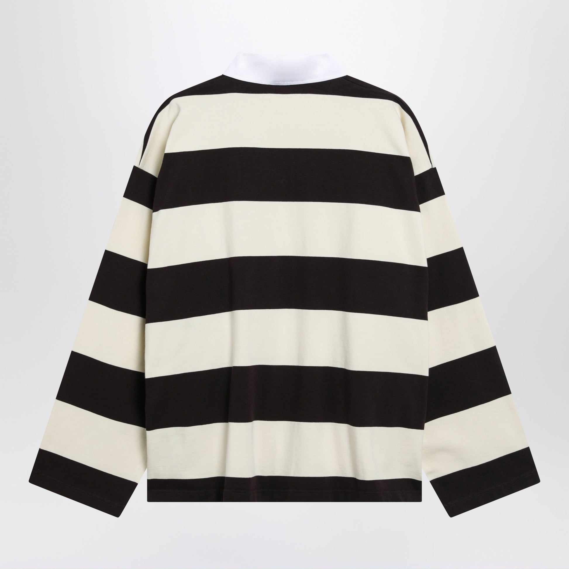 Balenciaga Striped Jersey Polo Shirt In Cotton, Brown Men BALENCIAGA