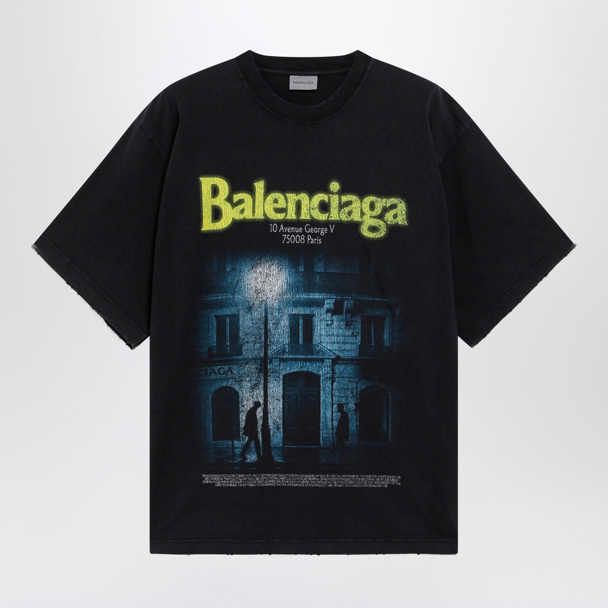 Balenciaga Black Faded Oversized T-Shirt With Logo Print Women BALENCIAGA