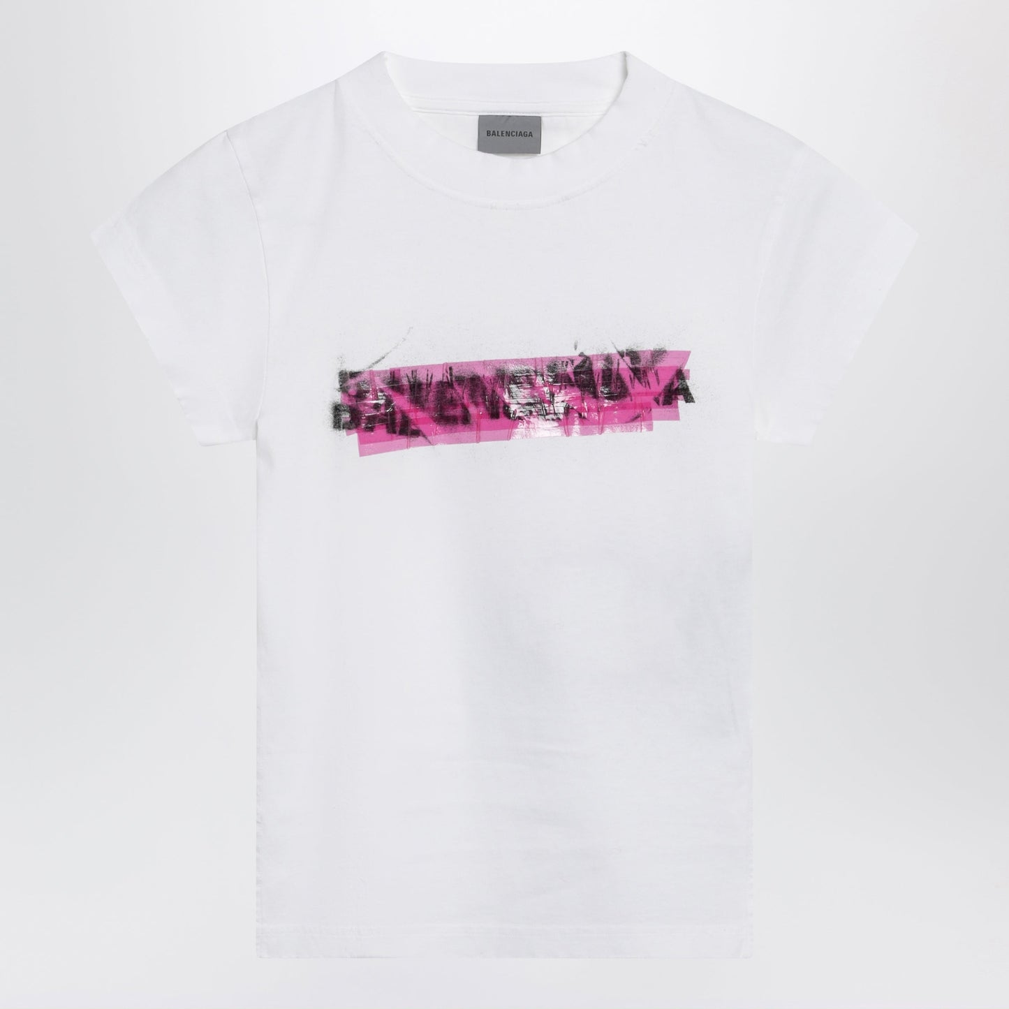 Balenciaga Messy Spray T-Shirt With Cut-Out Back In White Cotton Women