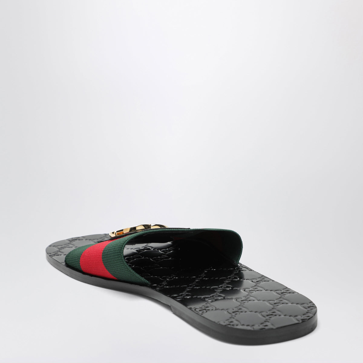 Gucci Black Leather Riviera Slides Men GUCCI