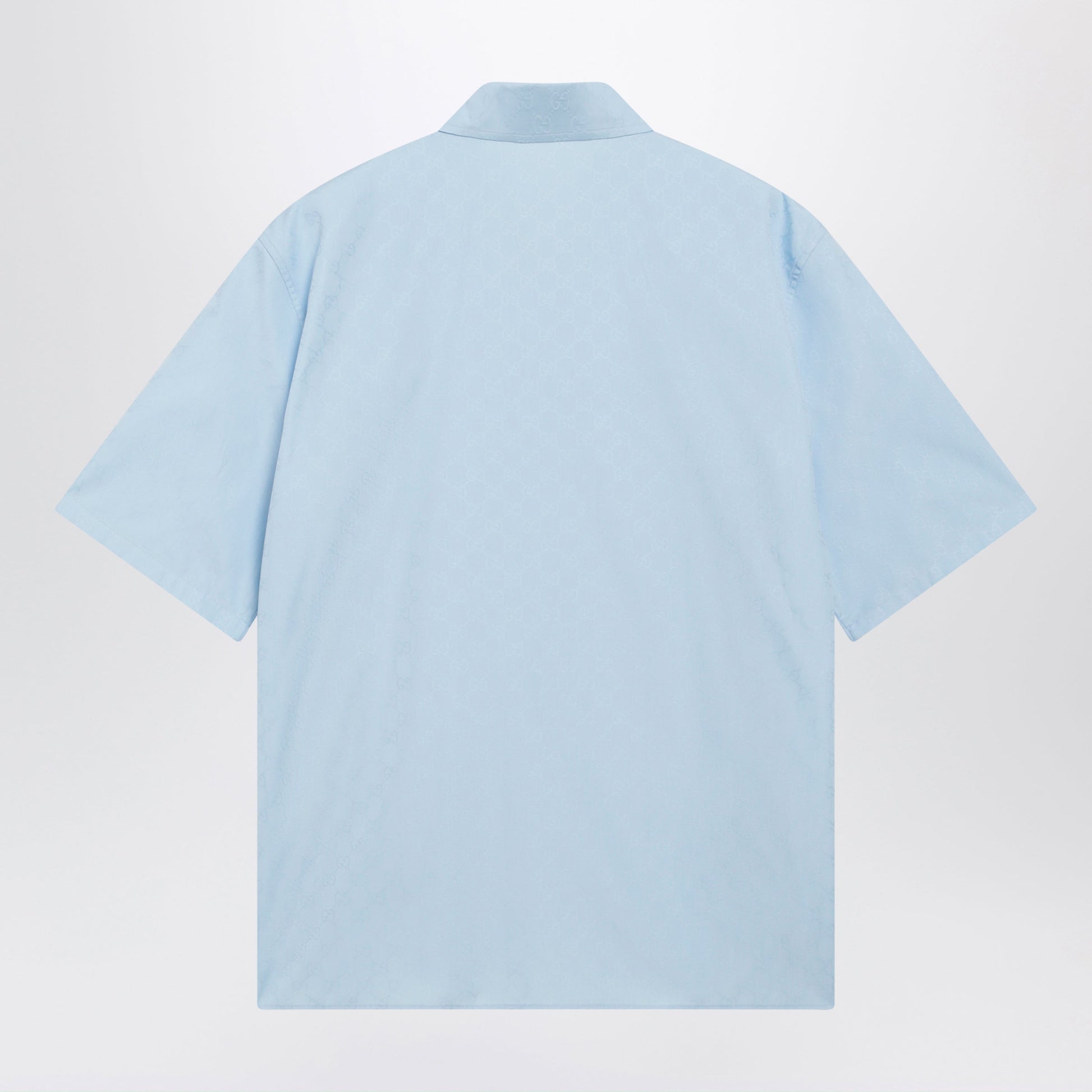 Gucci Gg Cotton Poplin Short-Sleeve Shirt In Light Blue Men GUCCI