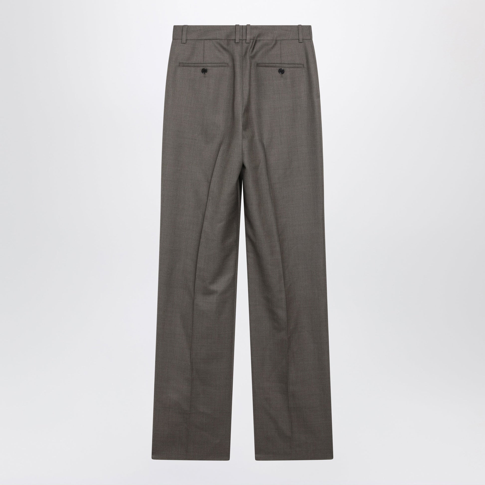 Saint Laurent Mid-Rise Tailored Straight-Leg Wool Trousers In Brown Women SAINT LAURENT