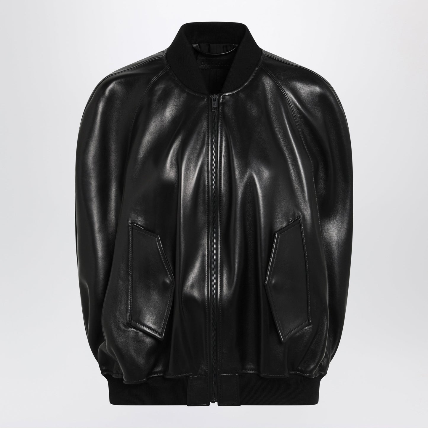 Balenciaga Black Leather Bomber Jacket Women BALENCIAGA