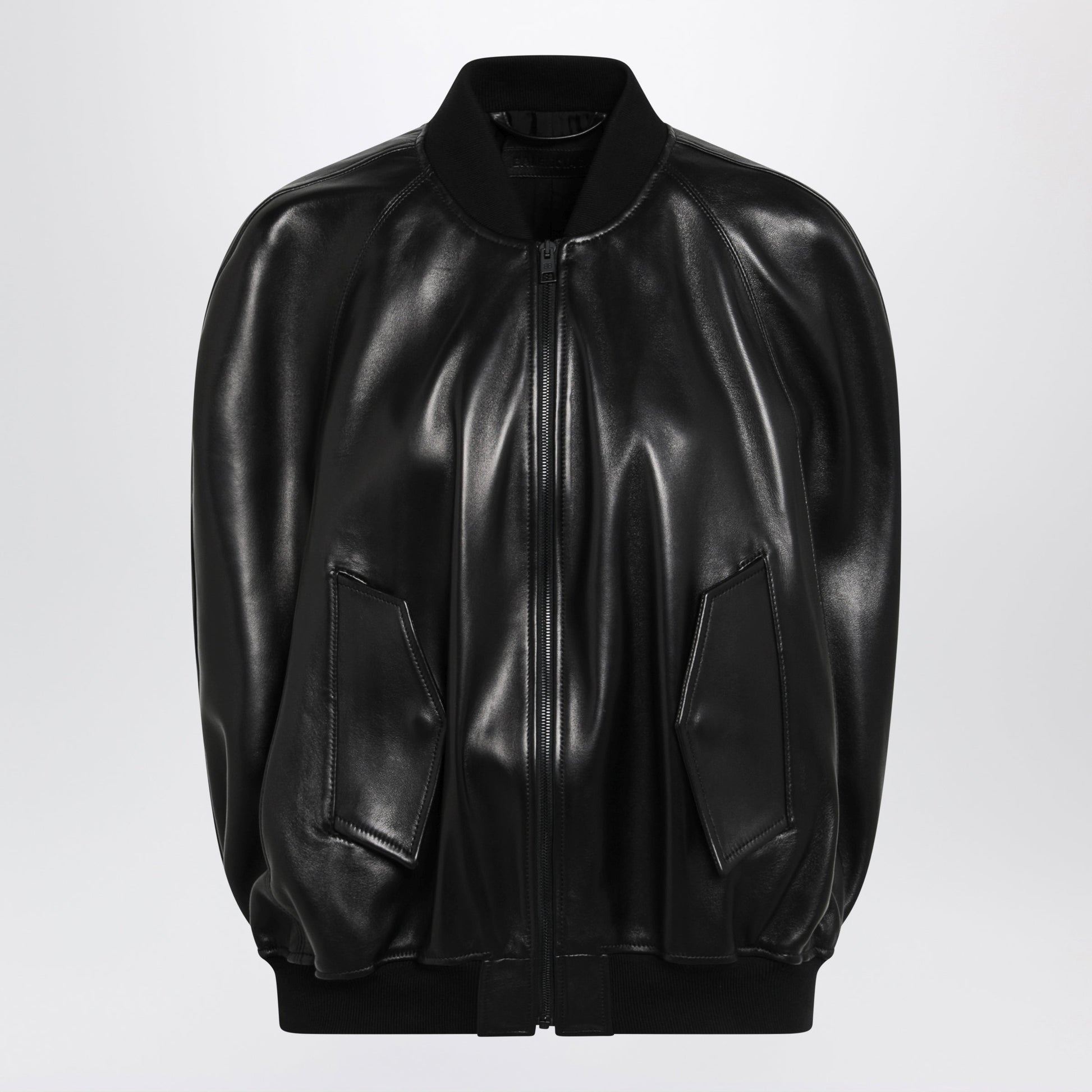 Balenciaga Black Leather Bomber Jacket Women BALENCIAGA