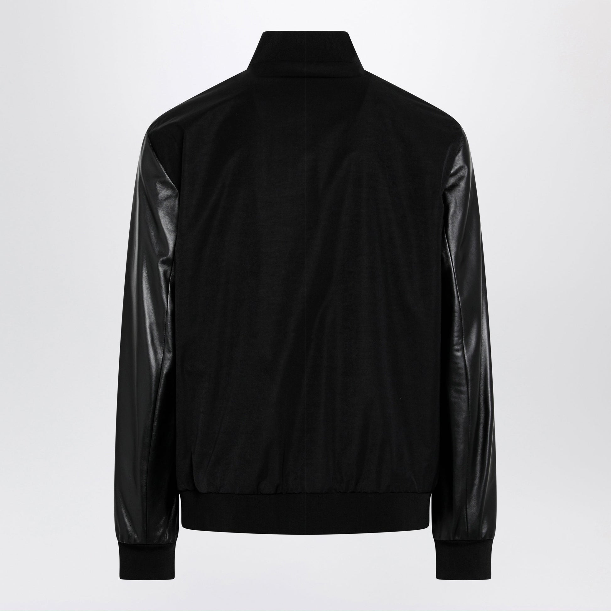 Gucci Fabric Bomber With Nappa Leather Sleeves, Black Men GUCCI