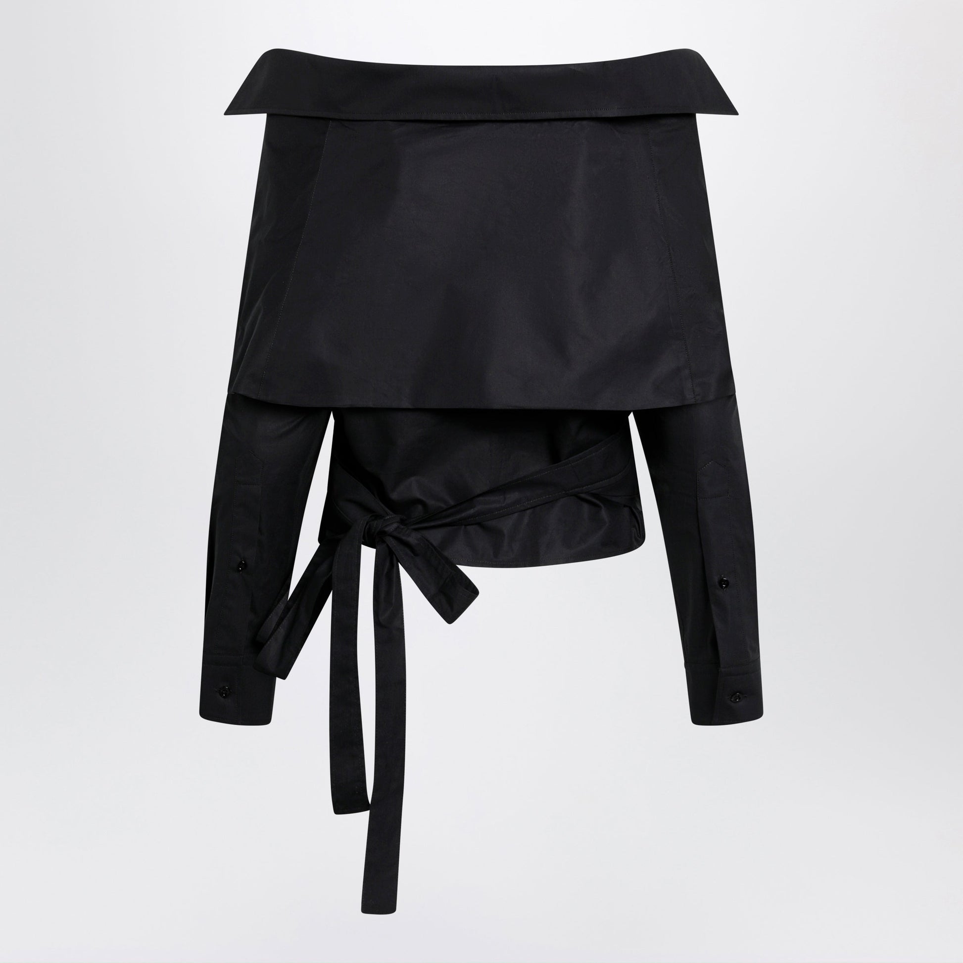 Balenciaga Off-Shoulder Wrap Shirt In Black Women BALENCIAGA