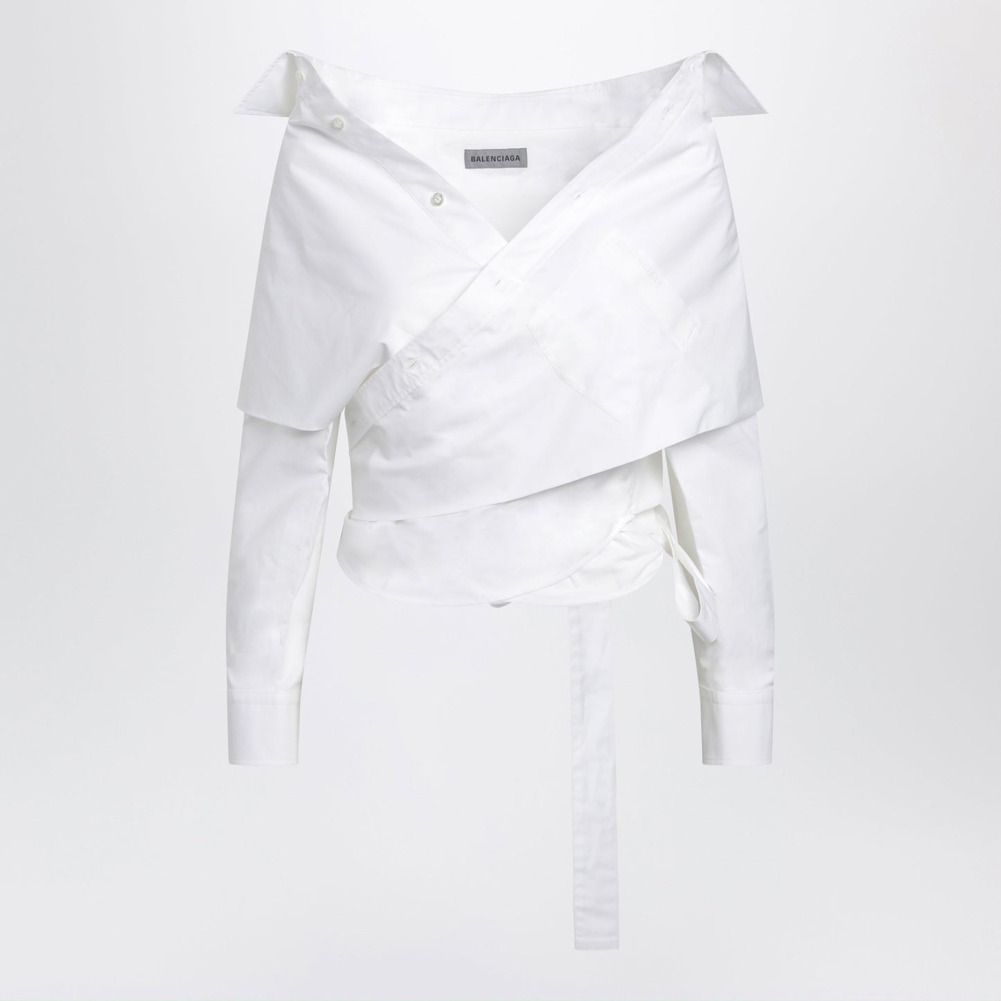 Balenciaga White Wrap Shirt With Off-Shoulder Design Women BALENCIAGA