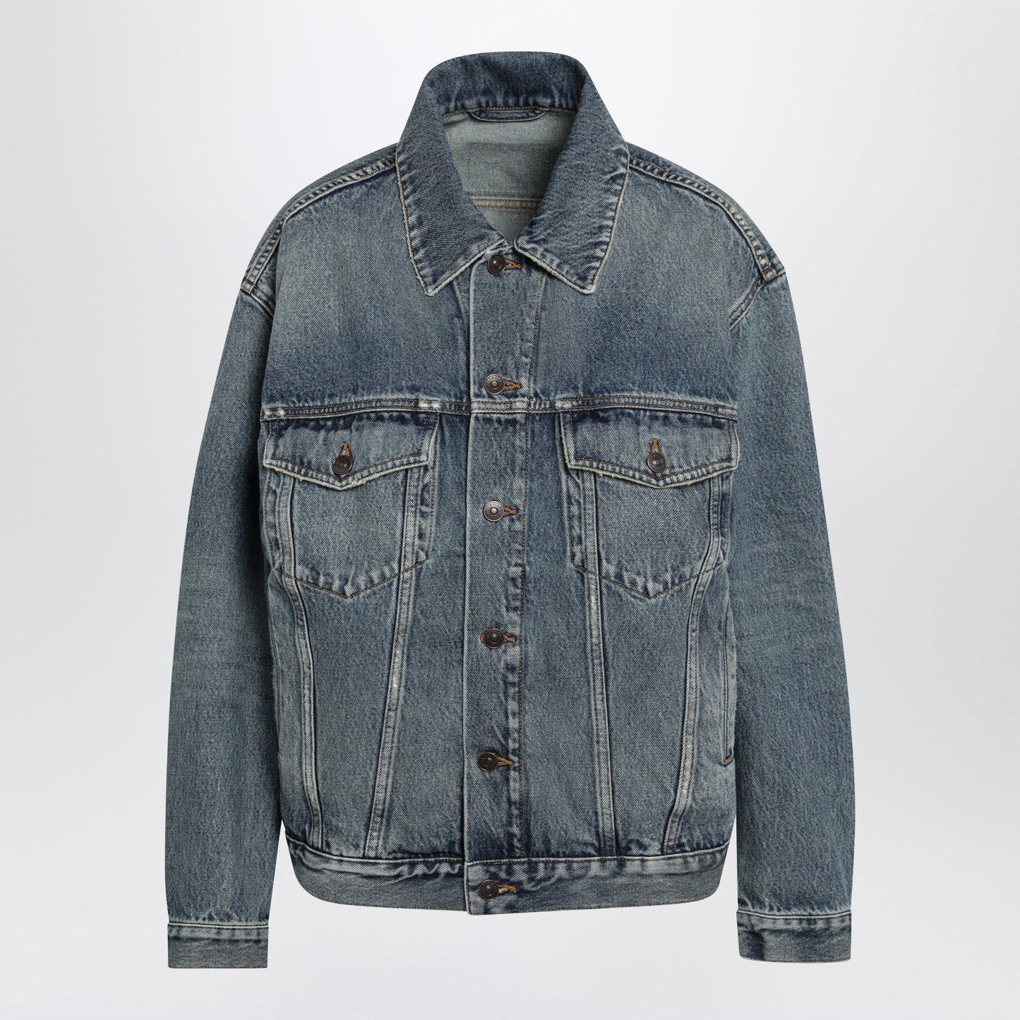 Balenciaga Kick Cotton Denim Jacket In Dirty Vintage Blue Women BALENCIAGA