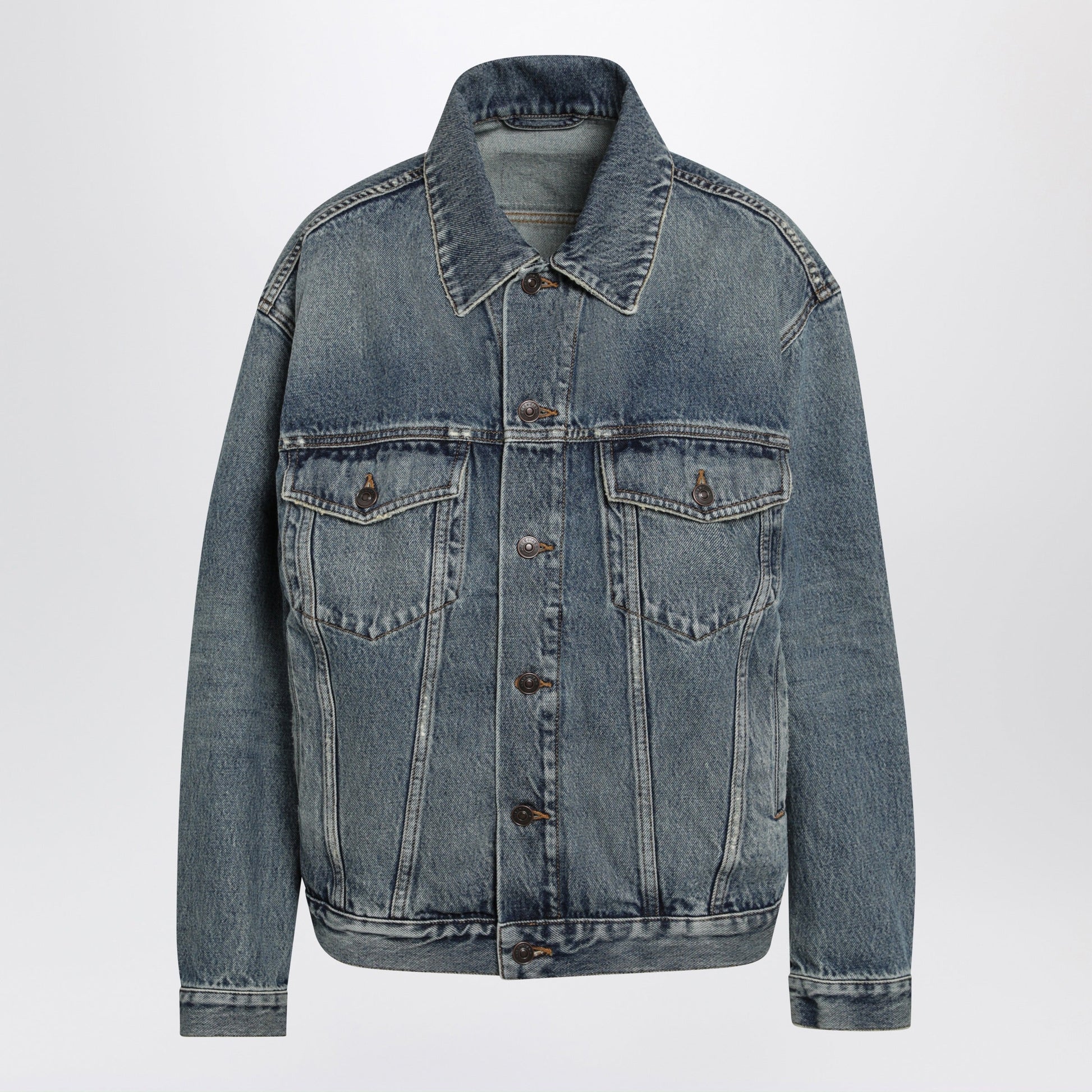 Balenciaga Kick Cotton Denim Jacket In Dirty Vintage Blue Women BALENCIAGA