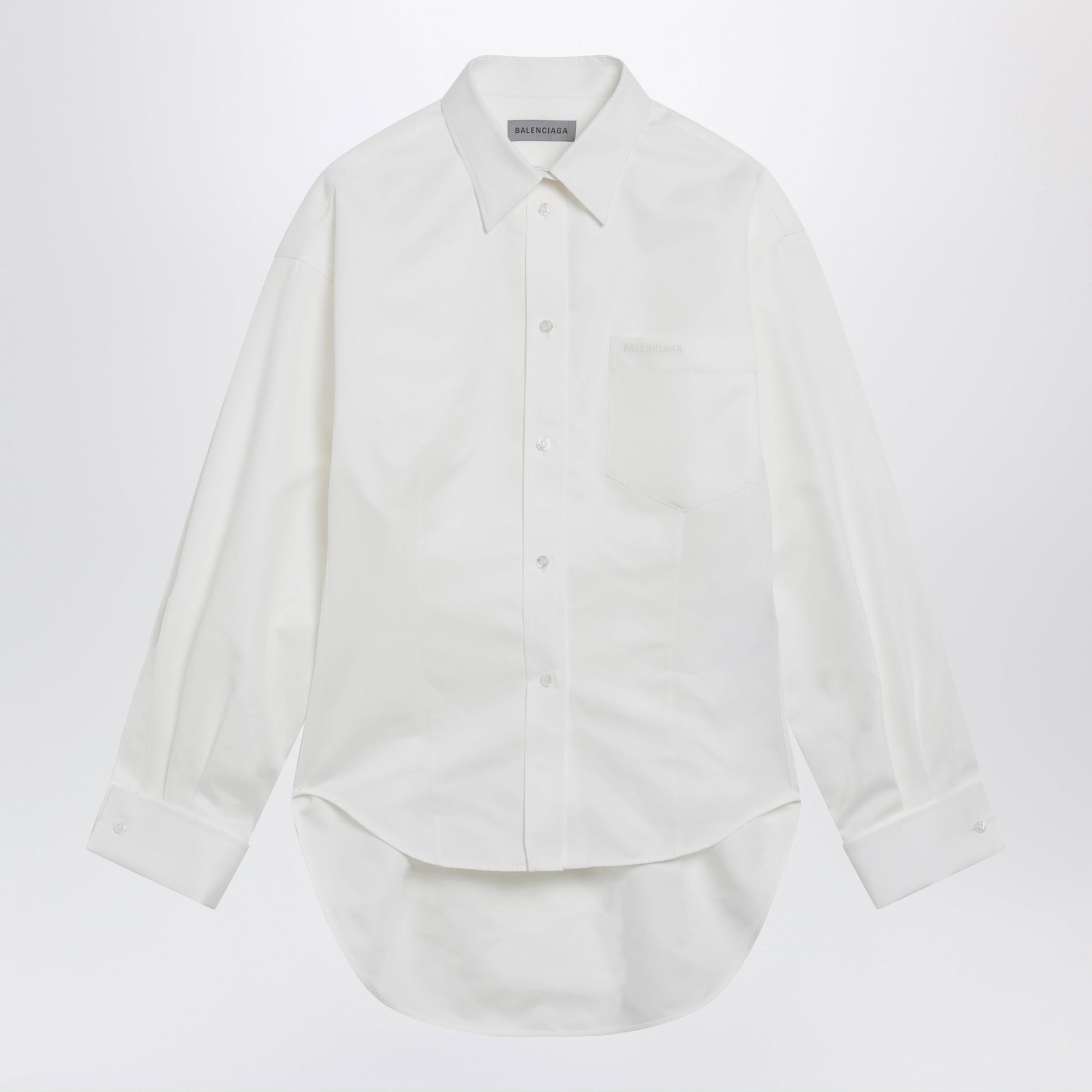 Balenciaga Cocoon Shirt In Cotton And Silk Poplin, White Women BALENCIAGA
